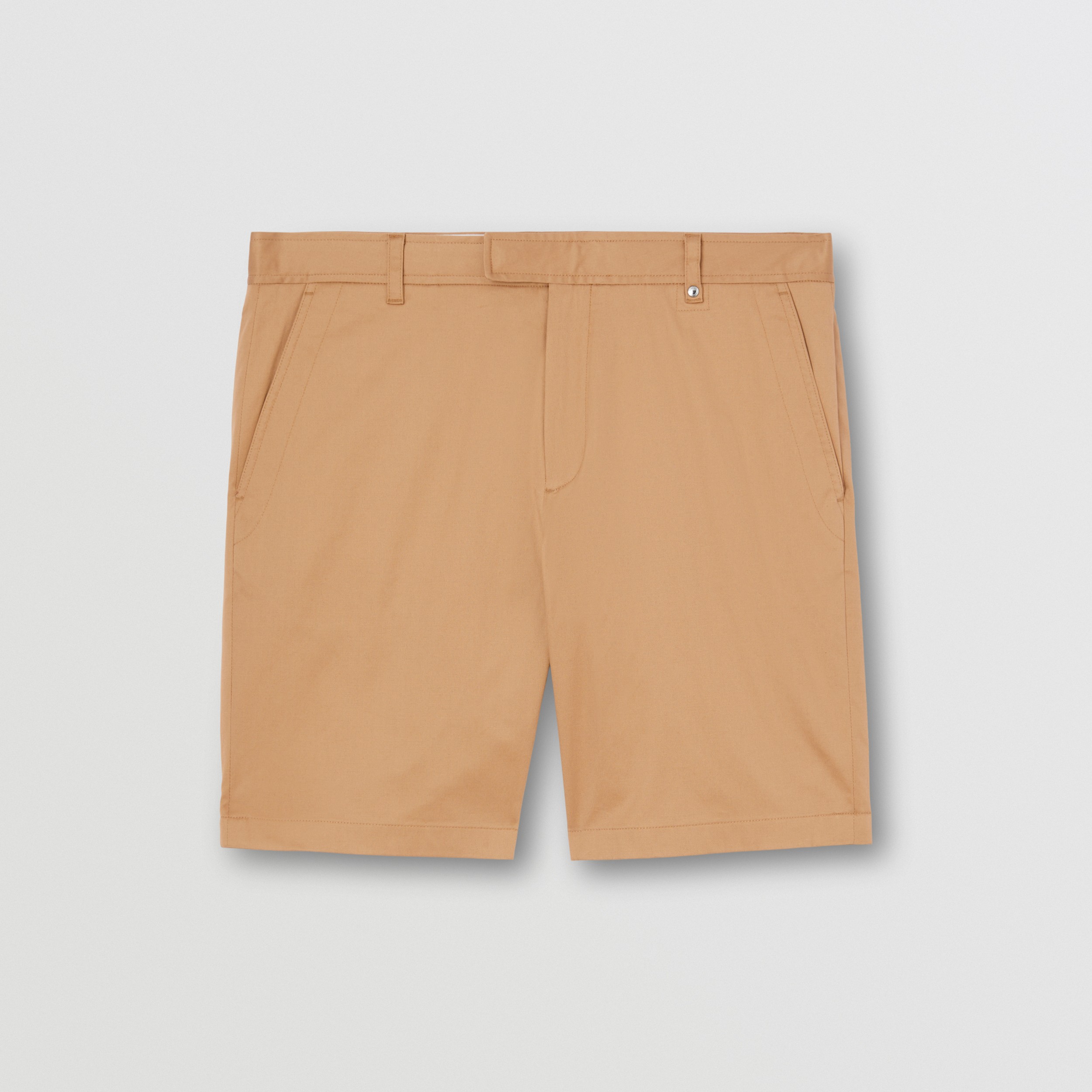 Monogram Motif Stretch Cotton Shorts in Camel - Men | Burberry® Official - 4
