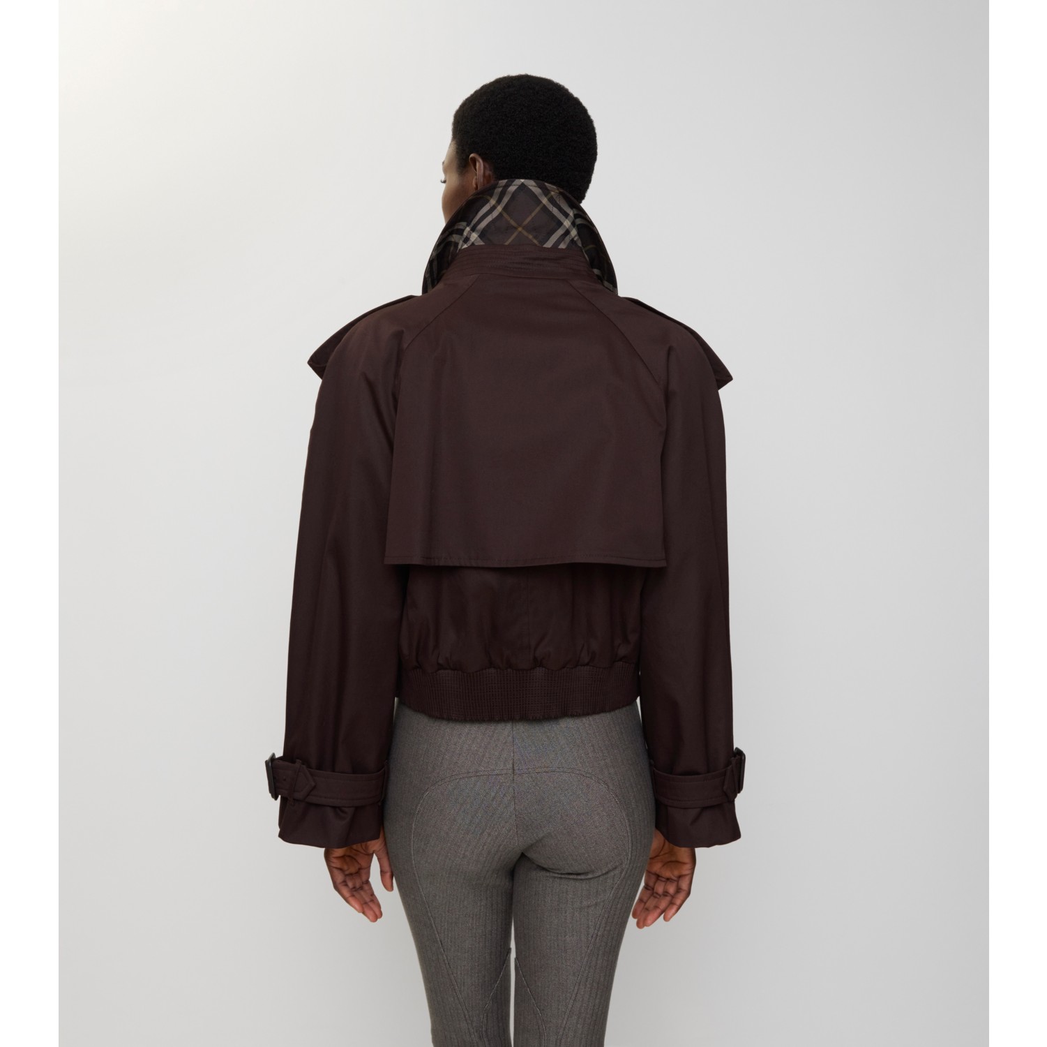 Cropped Gabardine Trench Jacket