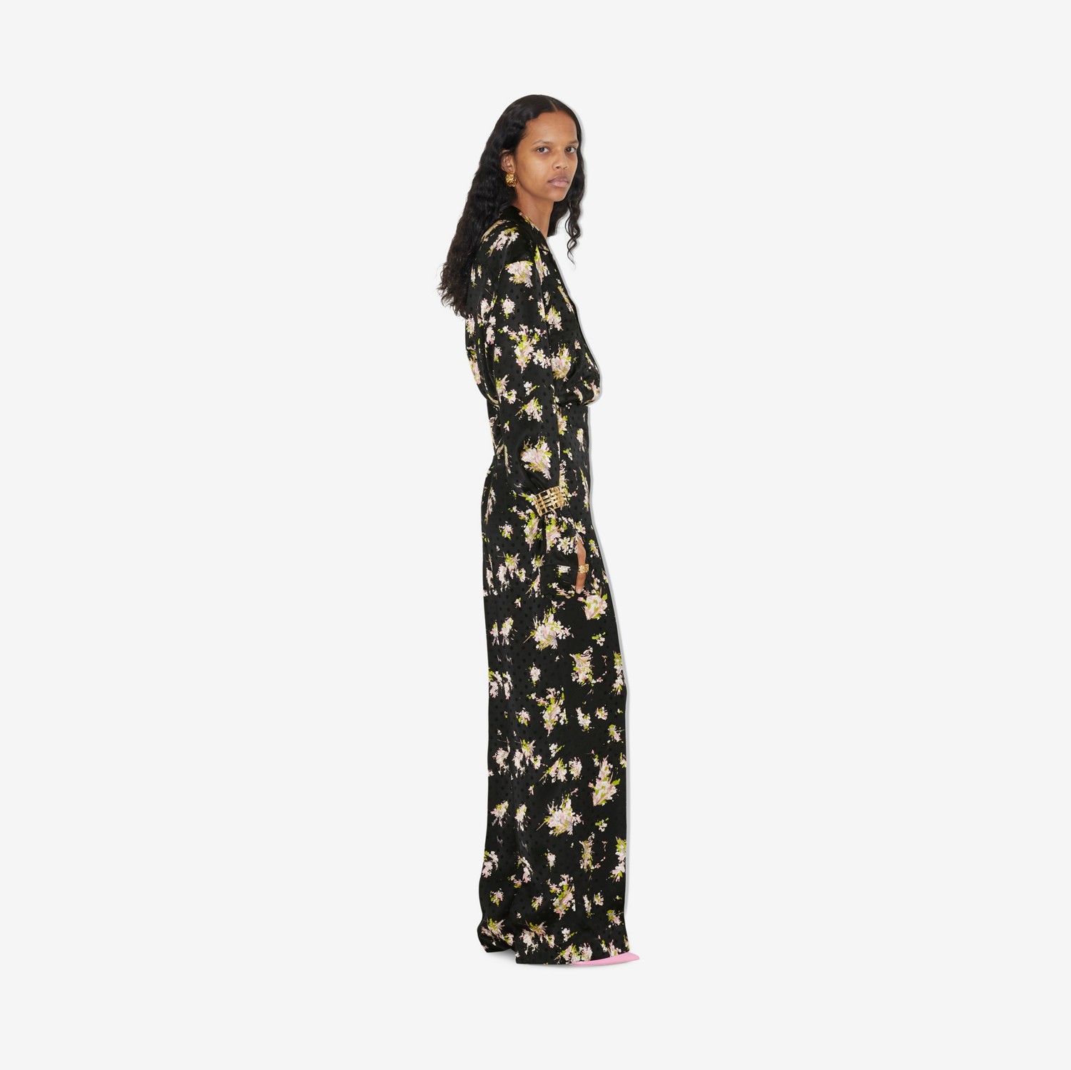 Pantalon ample en viscose à imprimé floral (Noir) - Femme | Site officiel Burberry®