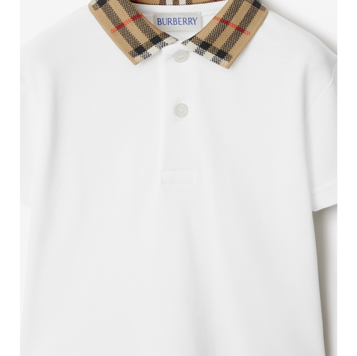 Check Collar Cotton Polo Shirt