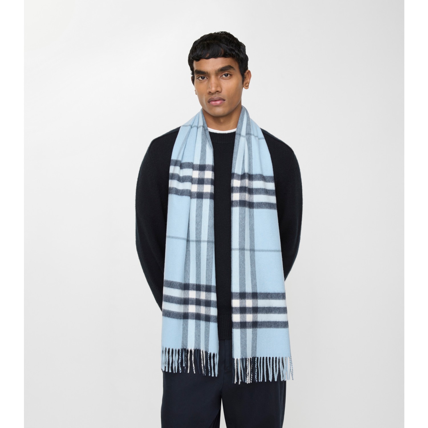 Check Cashmere Scarf in Bank | Burberry® Official