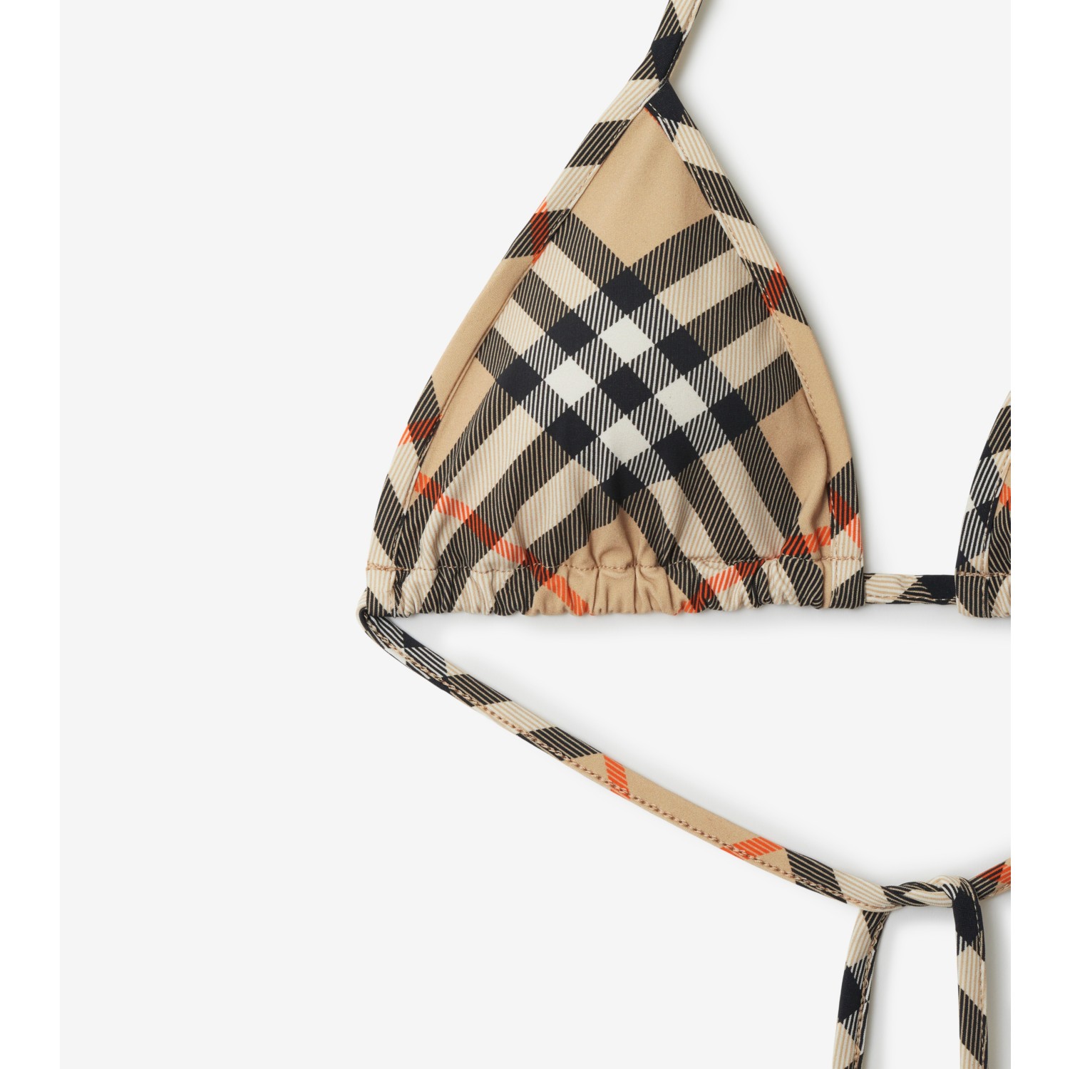 Check Bikini Top in Sand beige - Women | Burberry® Official