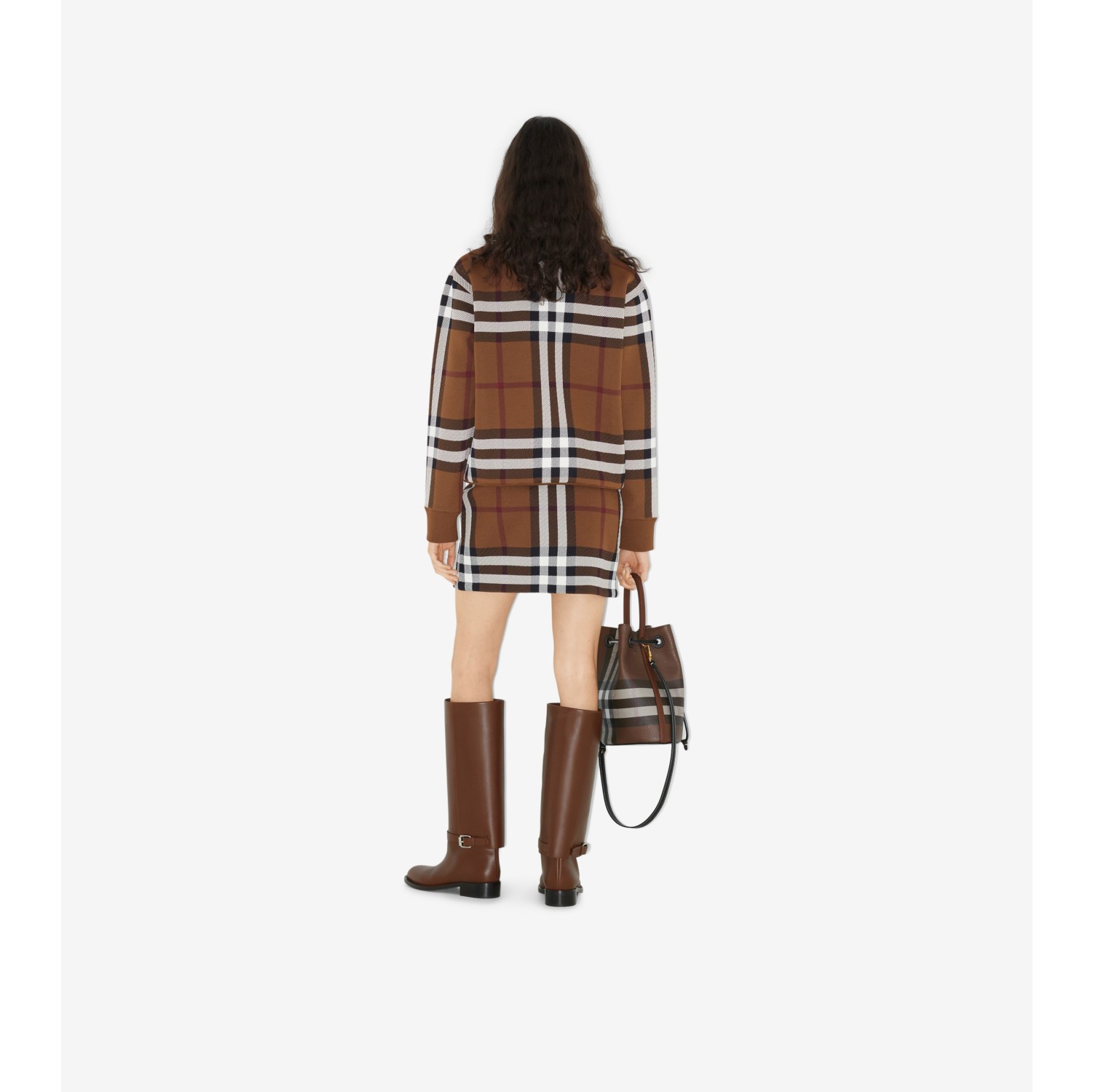 Check Track Jacket in Dark birch brown Women, Technical Burberry® Official