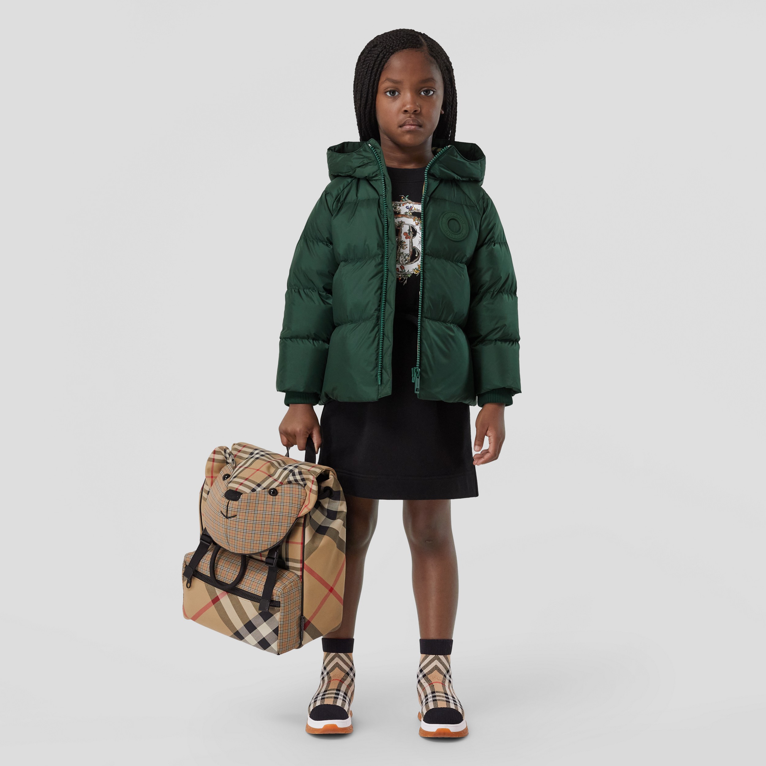Logo Graphic Nylon Puffer Jacket in Dark Pine Green - Children | Burberry® Official - 3