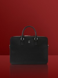 Black Grainy Leather Slim Ainsworth Briefcase