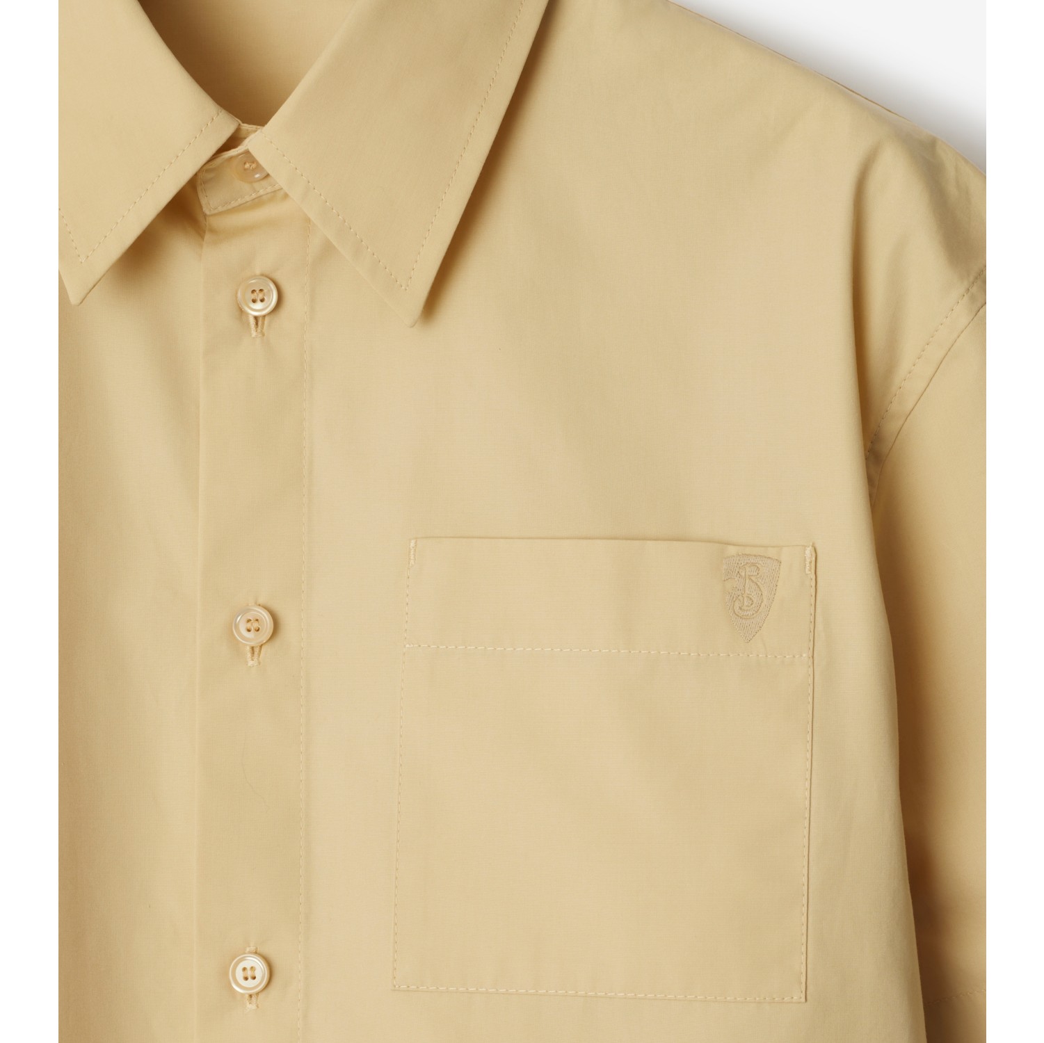Cropped Cotton Shirt in Hay - Women | Burberry® Official