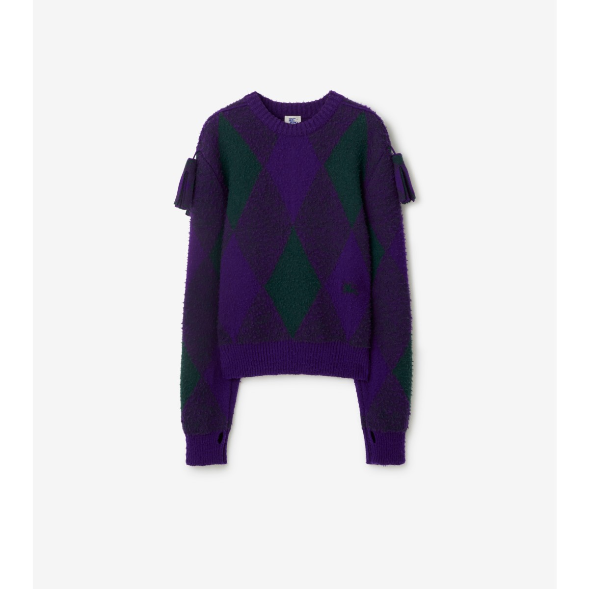 Shop Burberry Argyle Wool Sweater In Royal