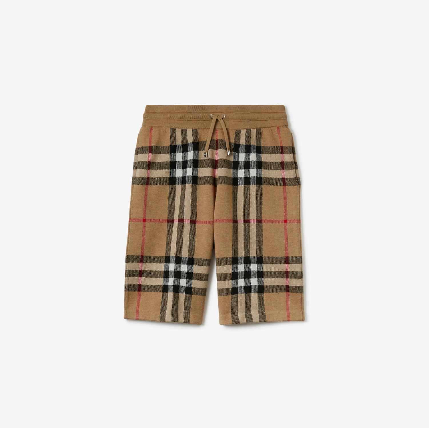 Pantalones cortos en seda y lana Check