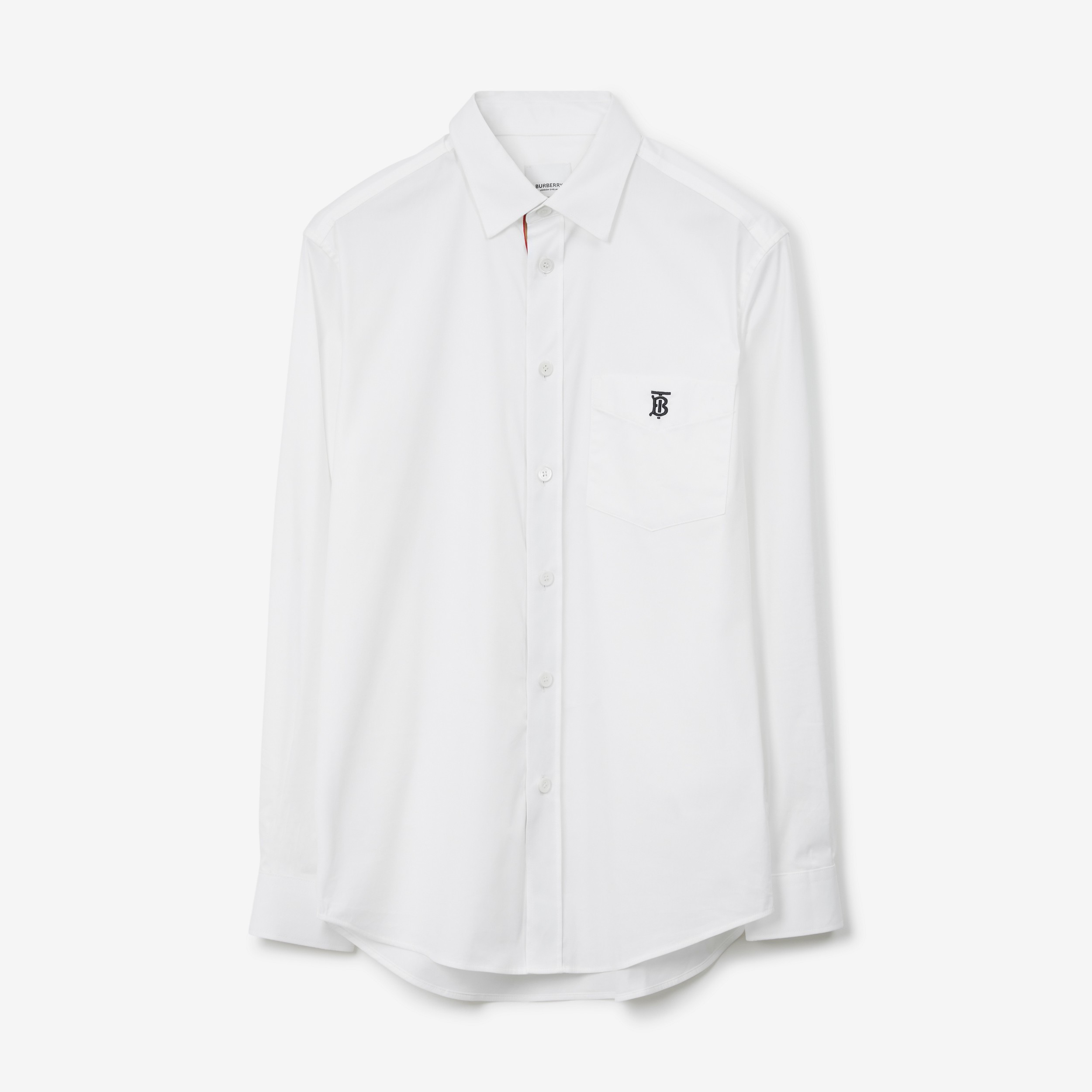 Hemd aus technischer Baumwolle mit Monogrammmotiv (Weiß) - Herren | Burberry® - 1