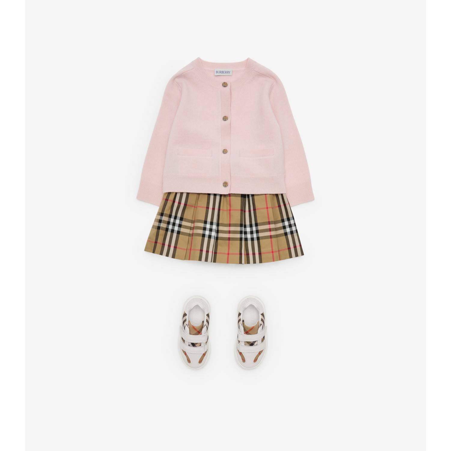 Pleated Check Cotton Skirt