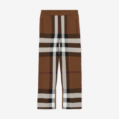 Burberry Josiah Check Sweatpants In Dark Birch Brown