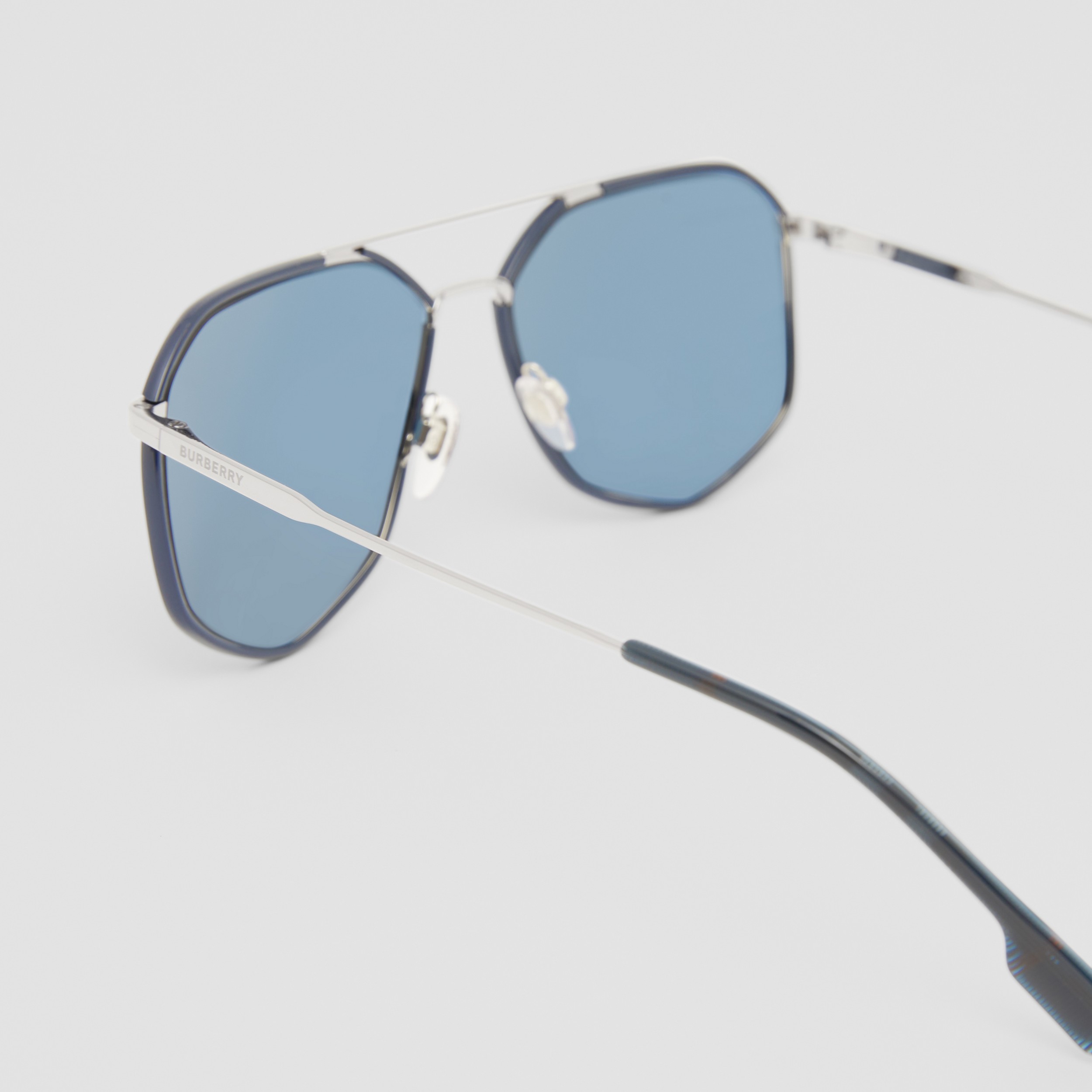 Geometric Frame Sunglasses in Silver Blue - Men | Burberry® Official - 2