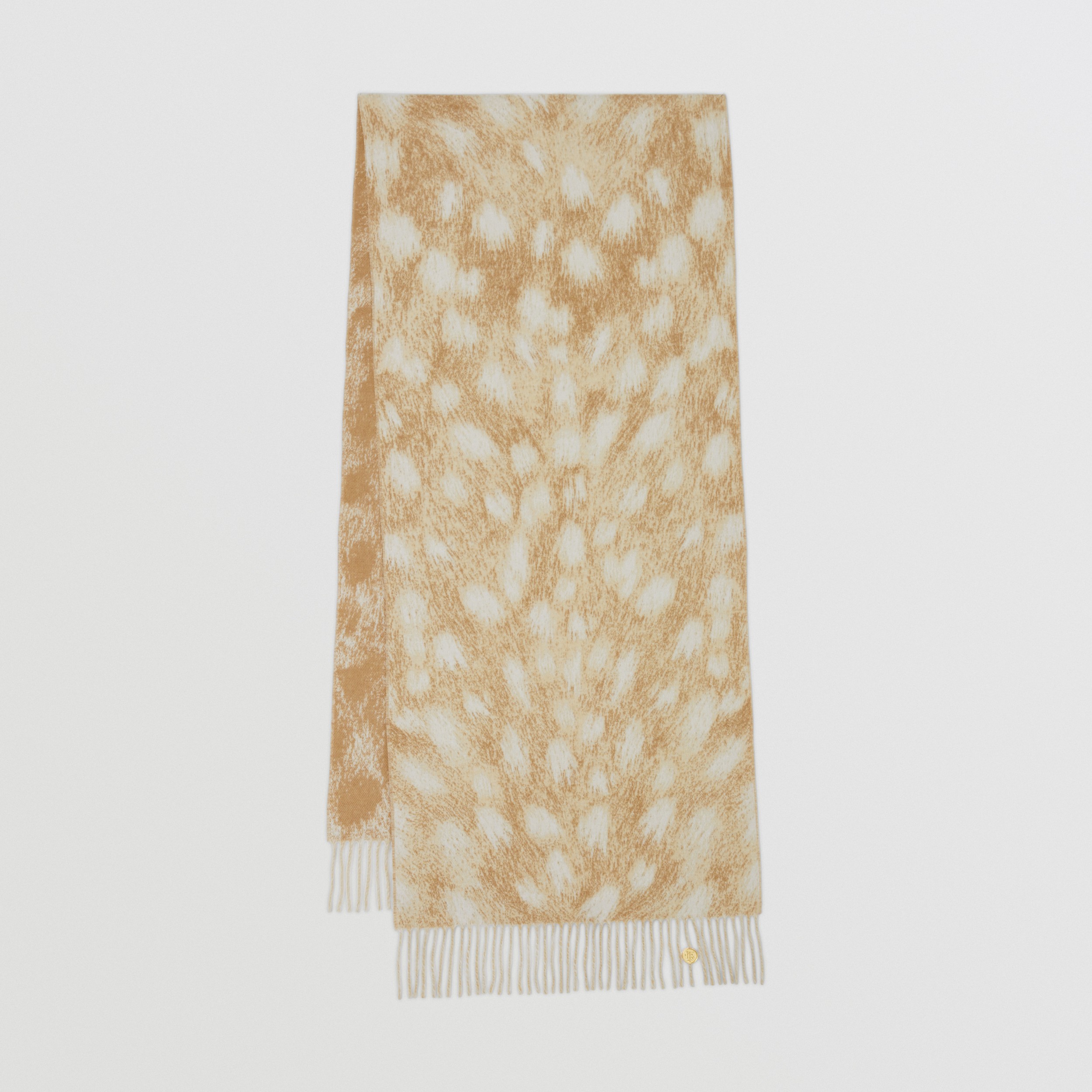 Deer Pattern Wool Jacquard Scarf in Light Camel | Burberry® Official - 1