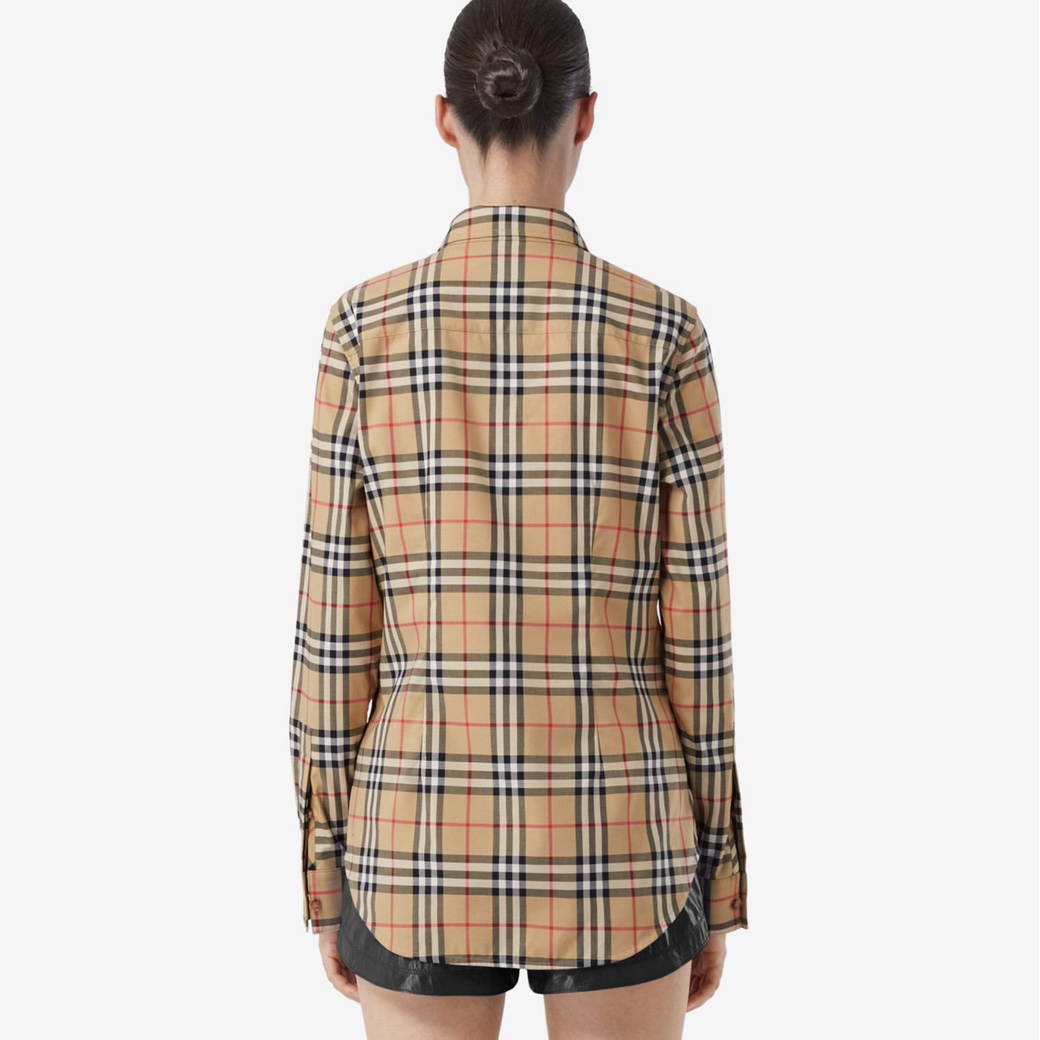 Button-down Collar Vintage Check Cotton Shirt in Archive Beige