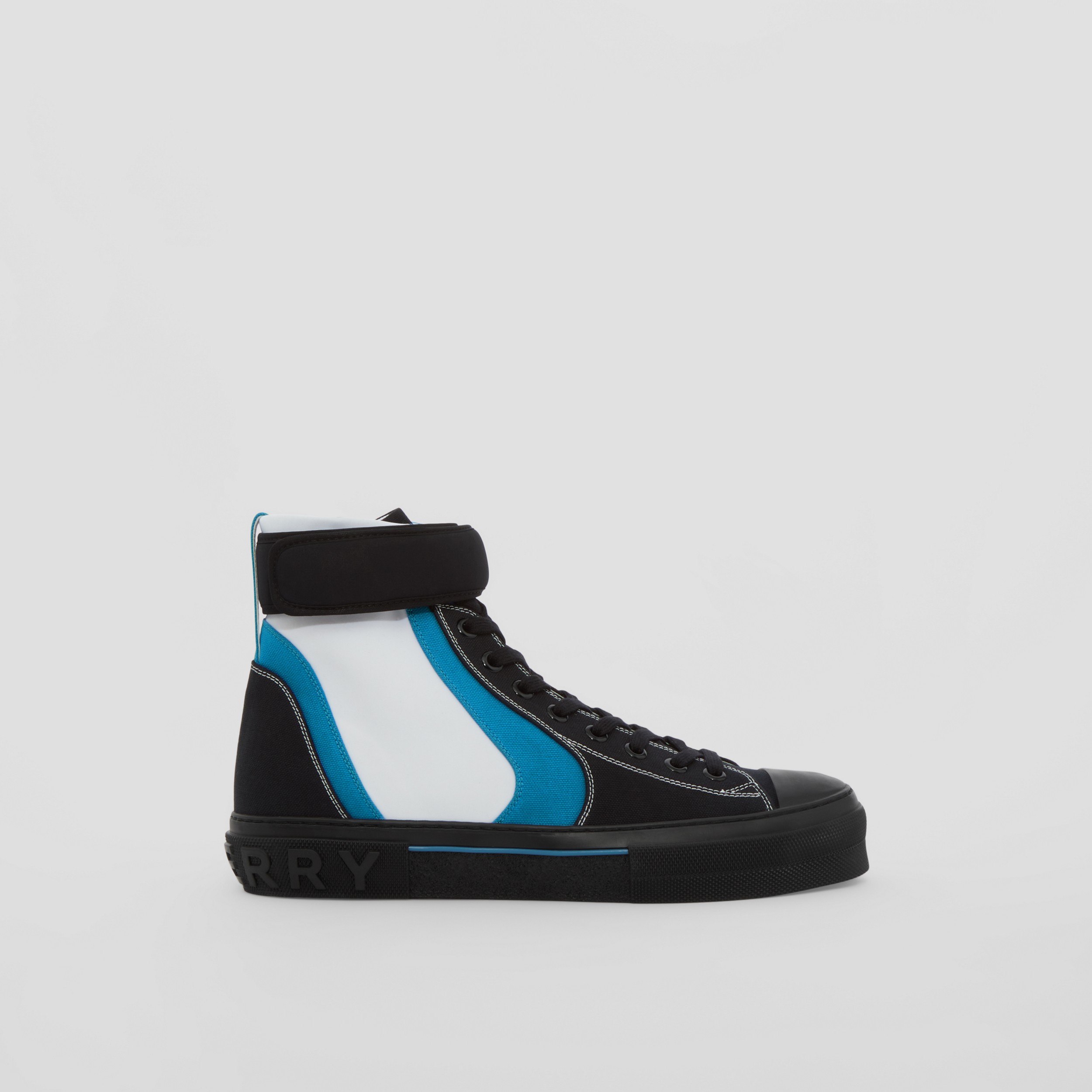 Cotton and Nylon Sub High-top Sneakers in White/black/azure - Men | Burberry® Official - 1