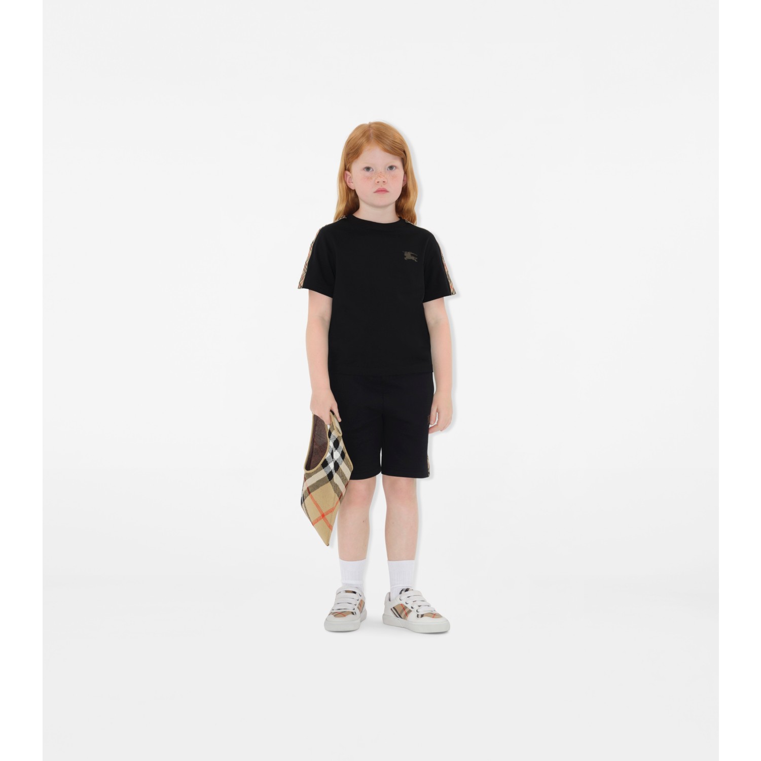 チェックトリム コットンTシャツ