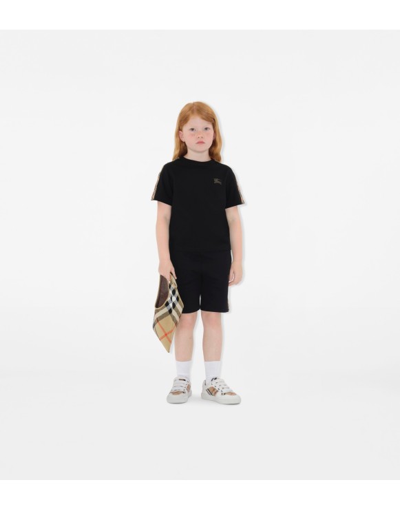 T-shirt in cotone con finiture Check