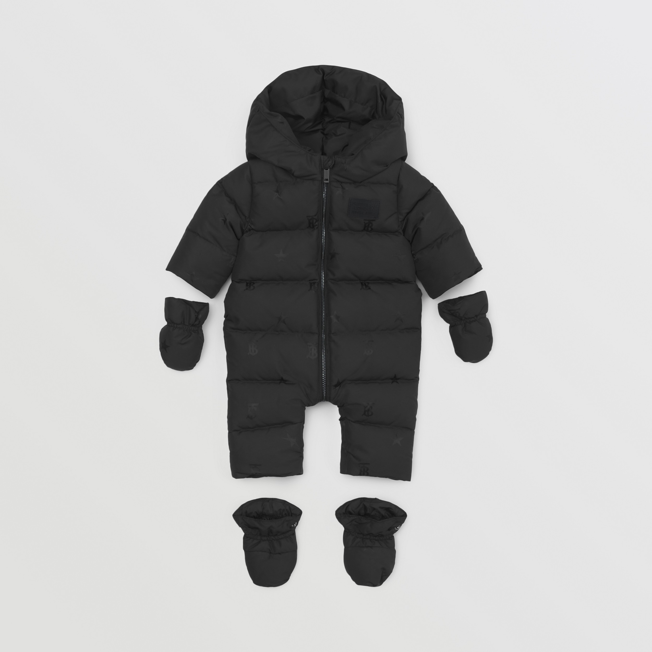 Star and Monogram Motif Nylon Puffer Suit in Black - Children | Burberry® Official - 3