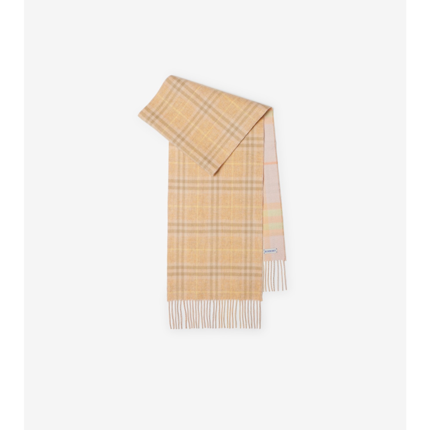 Reversible Check Cashmere Scarf in Flax melange cameo Burberry Official