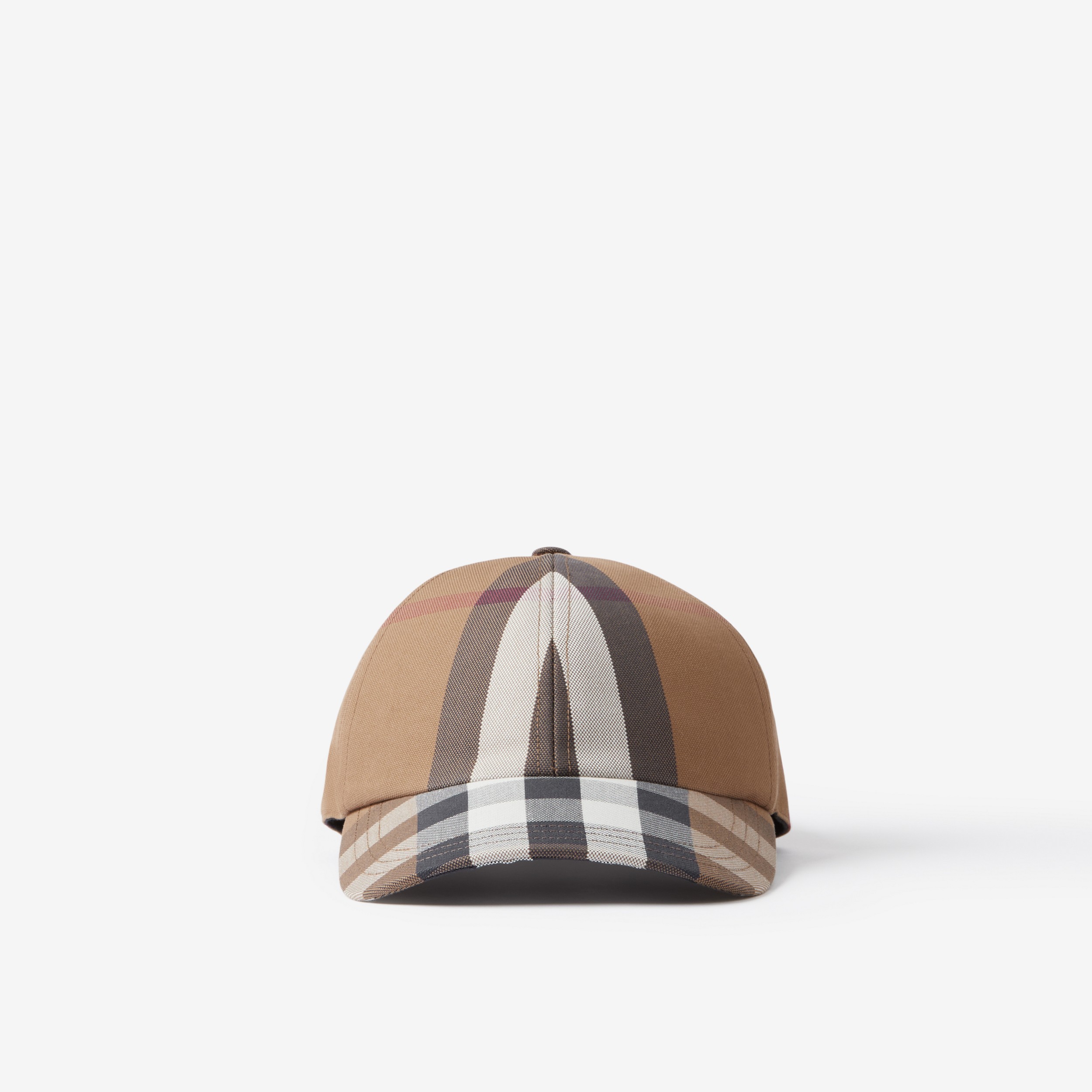 Boné de beisebol em algodão xadrez com logotipo bordado (Marrom Bétula Escuro) | Burberry® oficial - 1