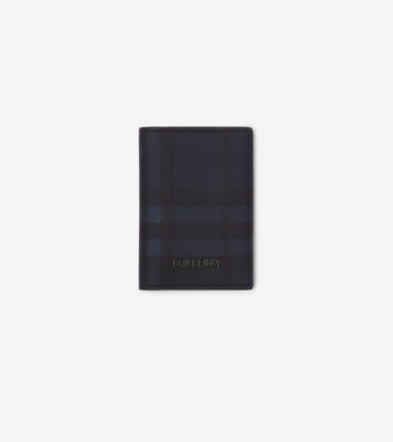 BURBERRY ネイビー ケース City Check Folding Card Case in Navy - Men, Cotton, Technical