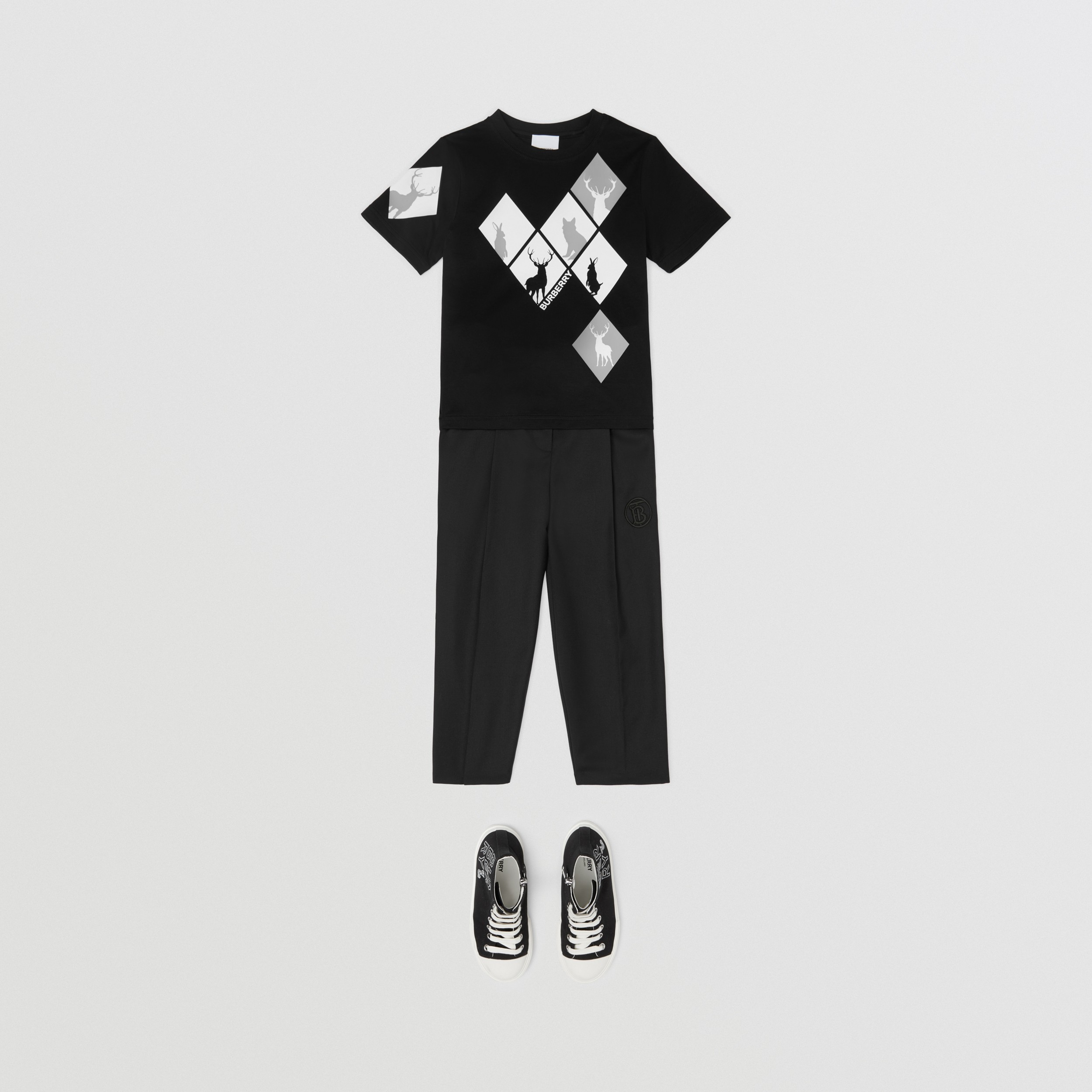 Animal Kingdom Print Cotton T-shirt in Black - Children | Burberry® Official - 4