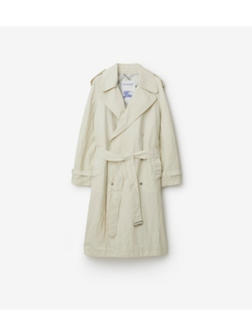 Shop Burberry Long Nylon Trench Coat In Soap