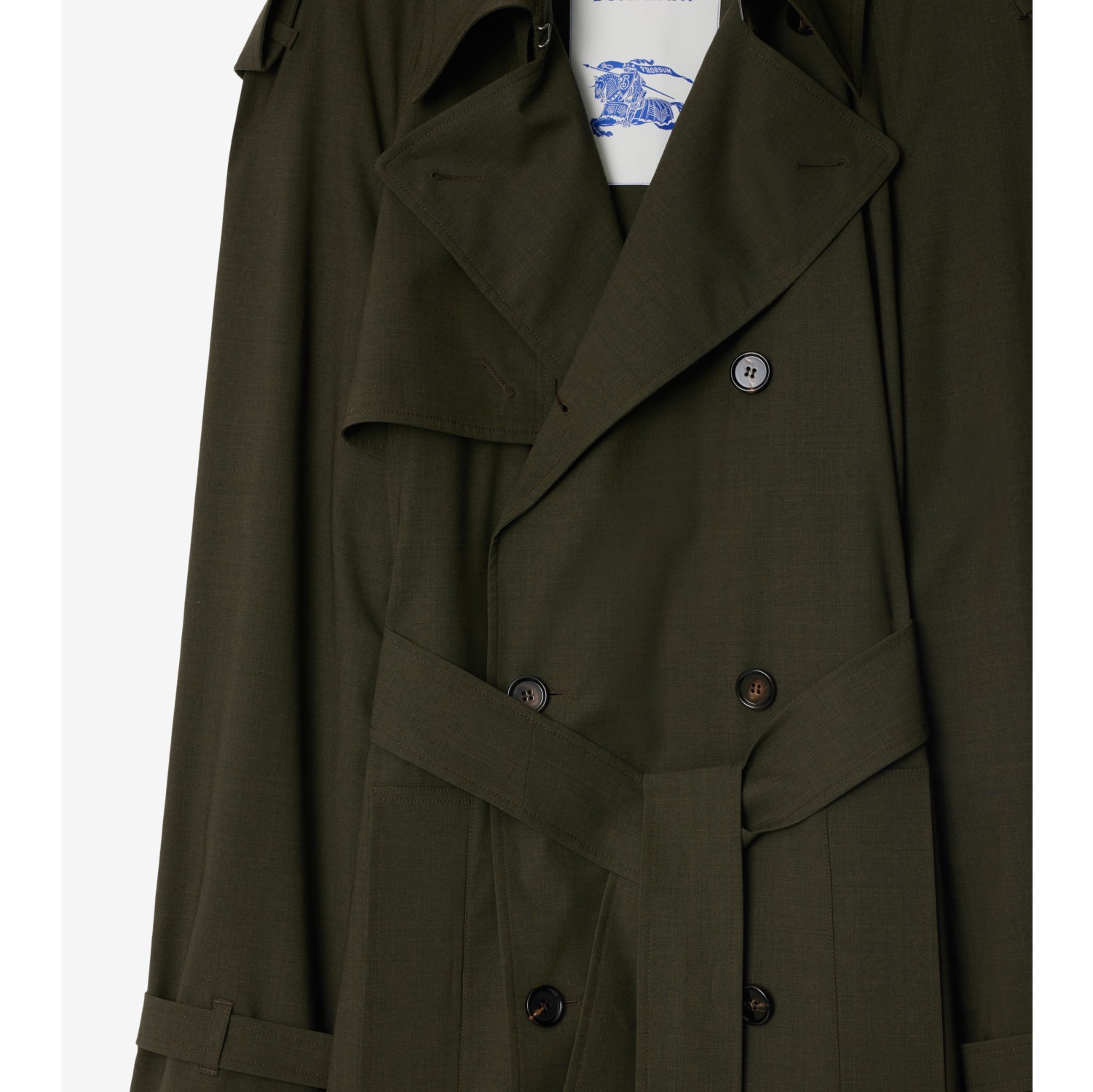 Trench coat longo de lã stretch