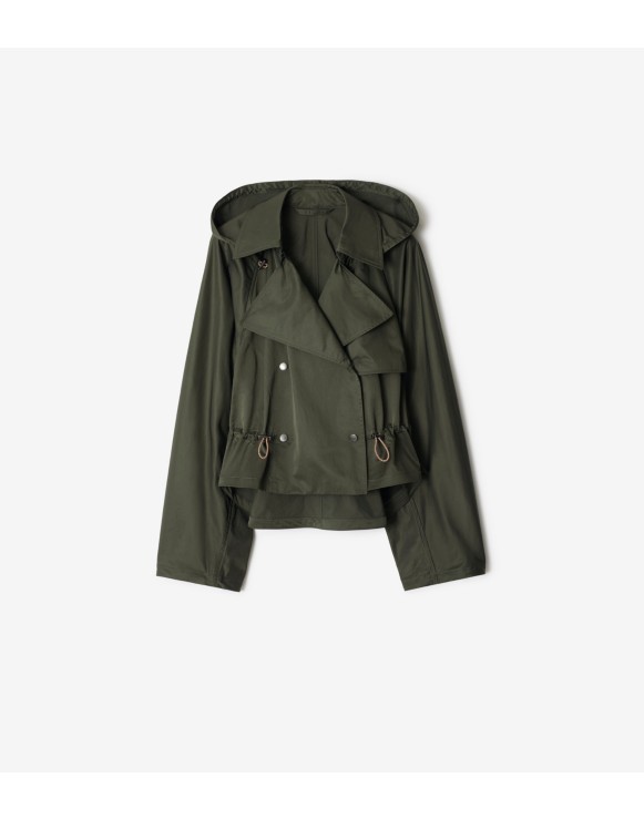 Veste trench à capuche en satin