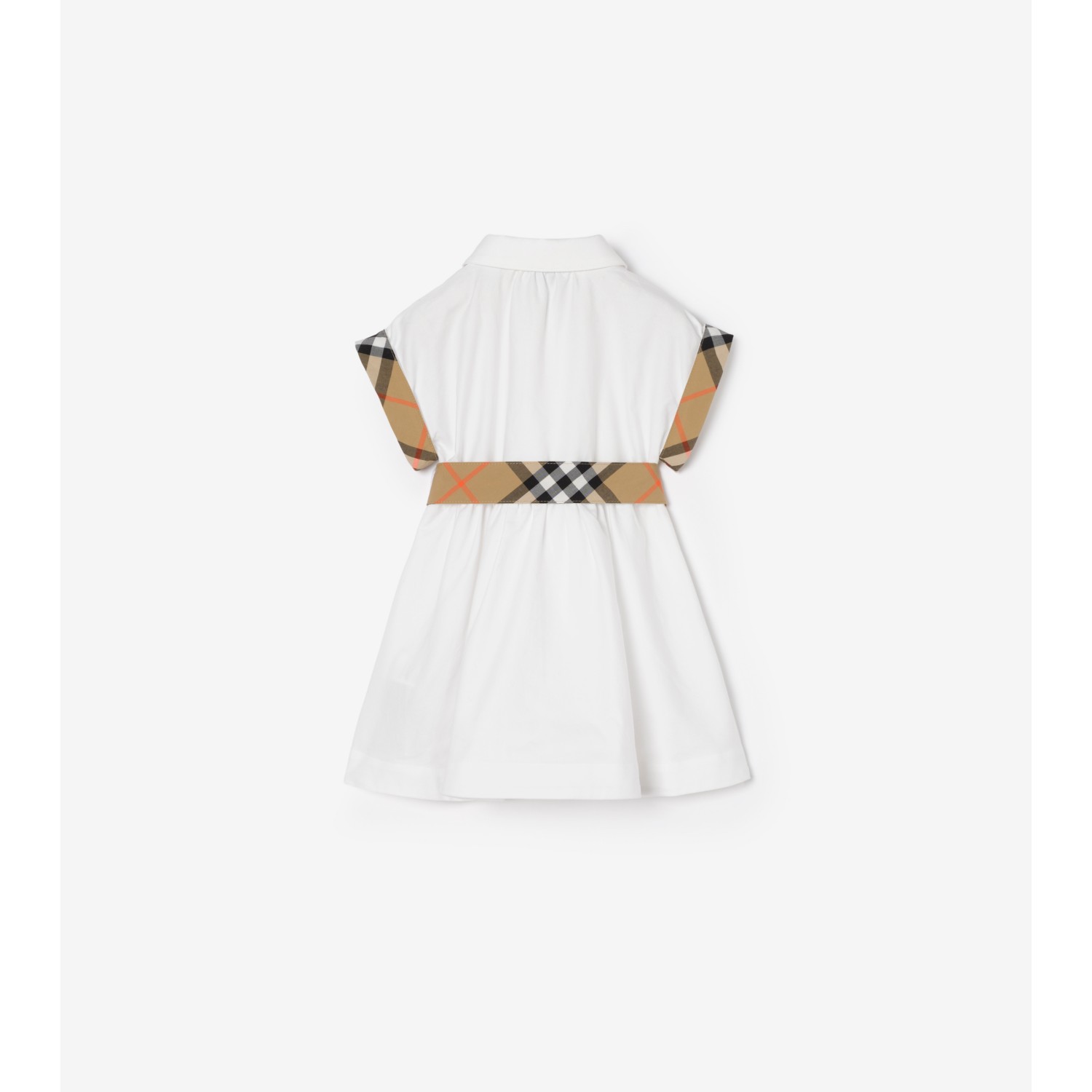 Check Trim Cotton Shirt Dress - thumbnail 3