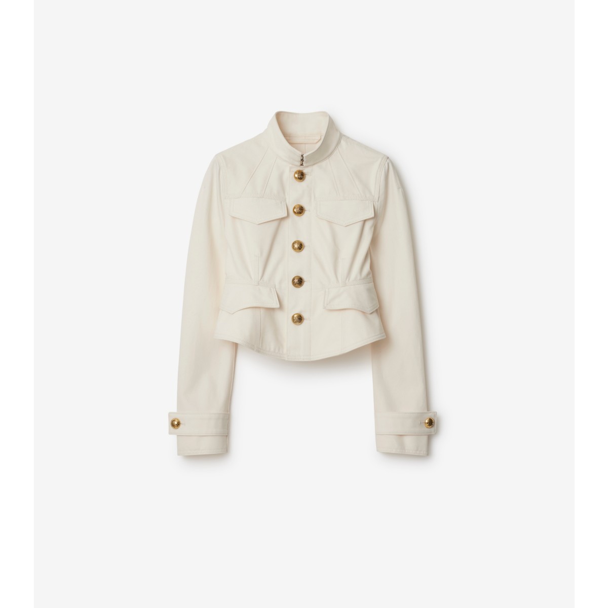 Burberry Cropped Cotton Jacket In Off White