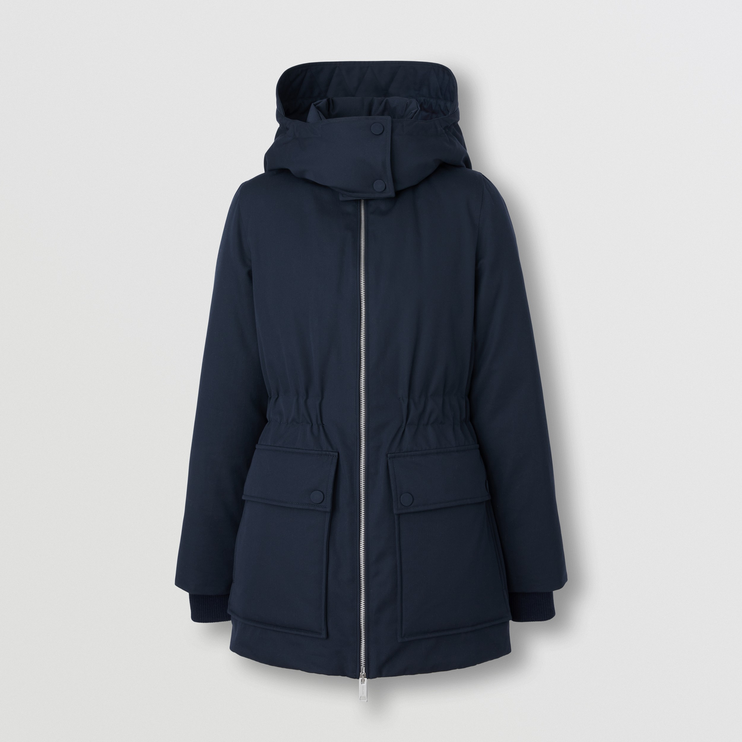Detachable Hood Cotton Gabardine Coat in Midnight Blue - Women | Burberry® Official - 4