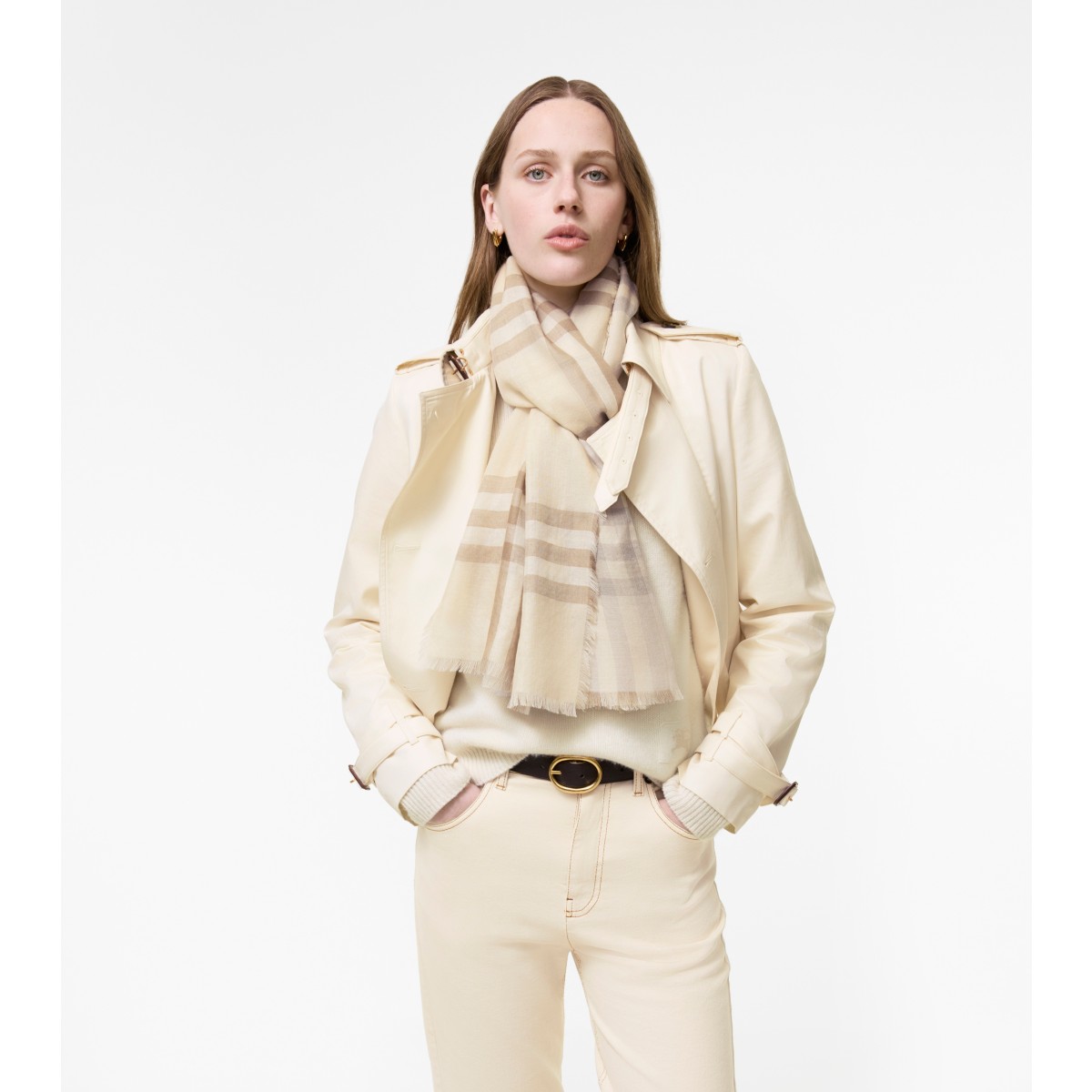  Check Wide Reversible Wool Silk Scarf