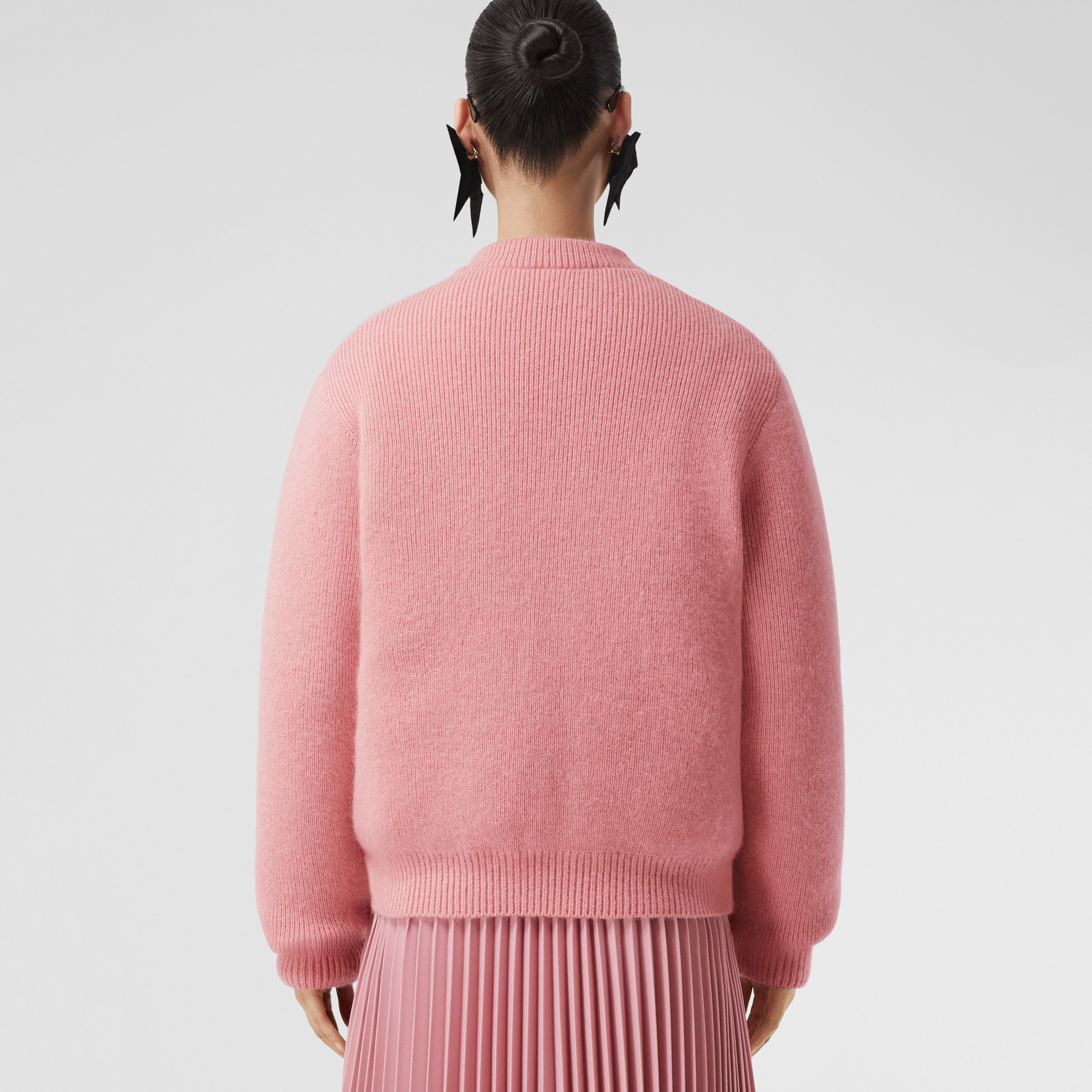 Crystal EKD Wool Mohair Blend Cardigan in Rosy Pink - Women | Burberry® Official - 3