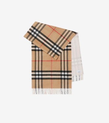 Reversible Check Cashmere Scarf in Frosted pink Burberry Official