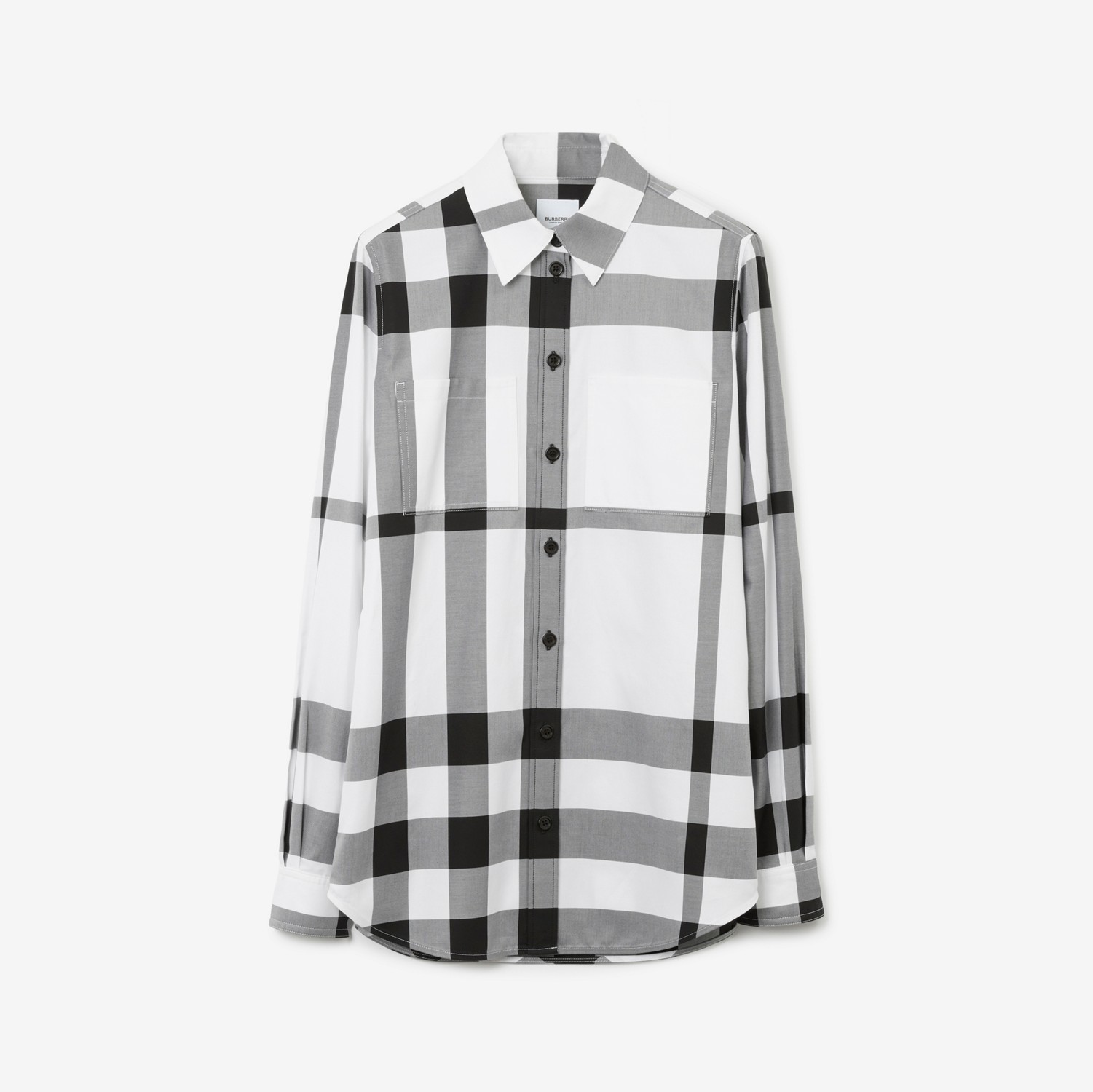 Camisa de algodão Check (Monocromático) - Mulheres | Burberry® oficial