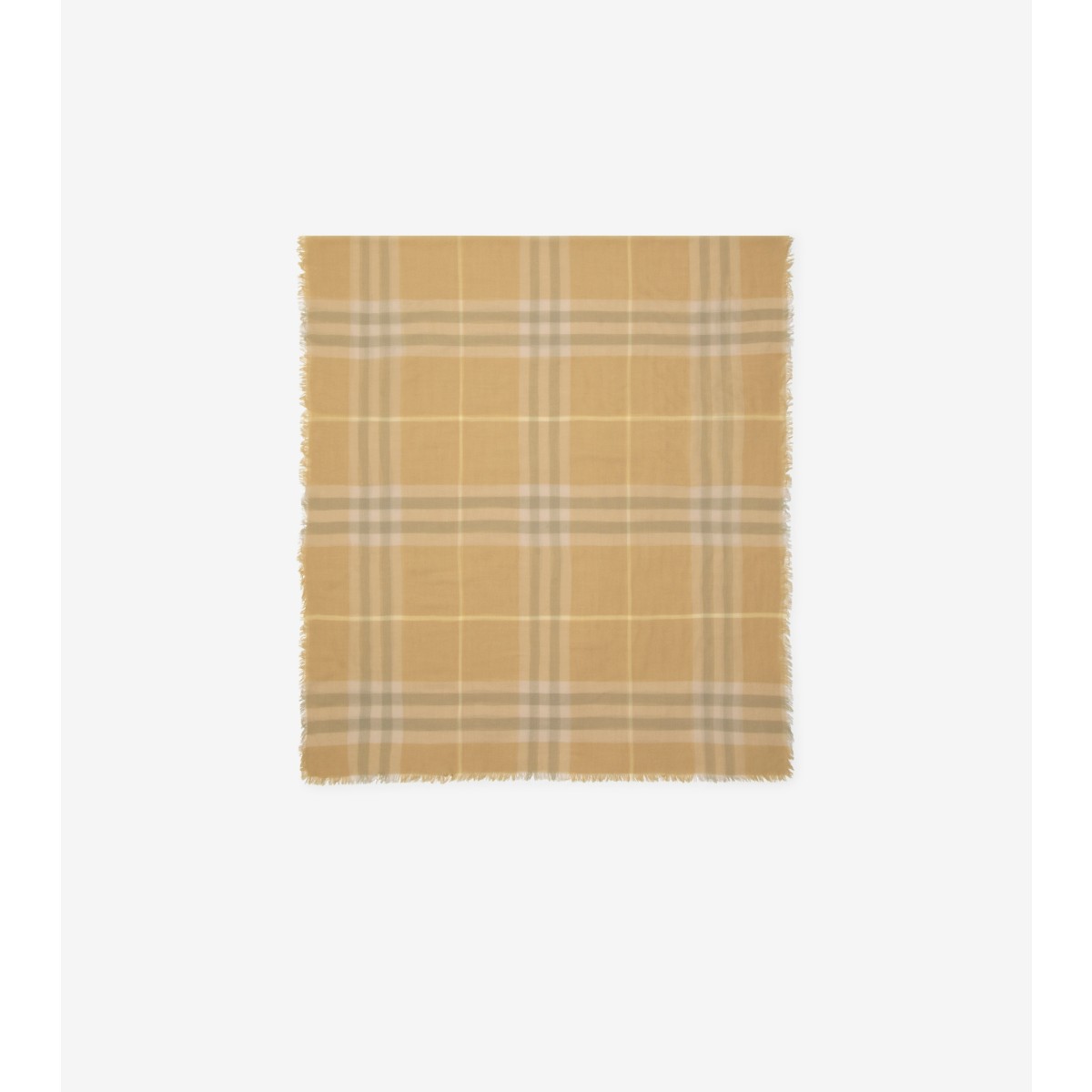 Shop Burberry Check Wool Scarf In Flax