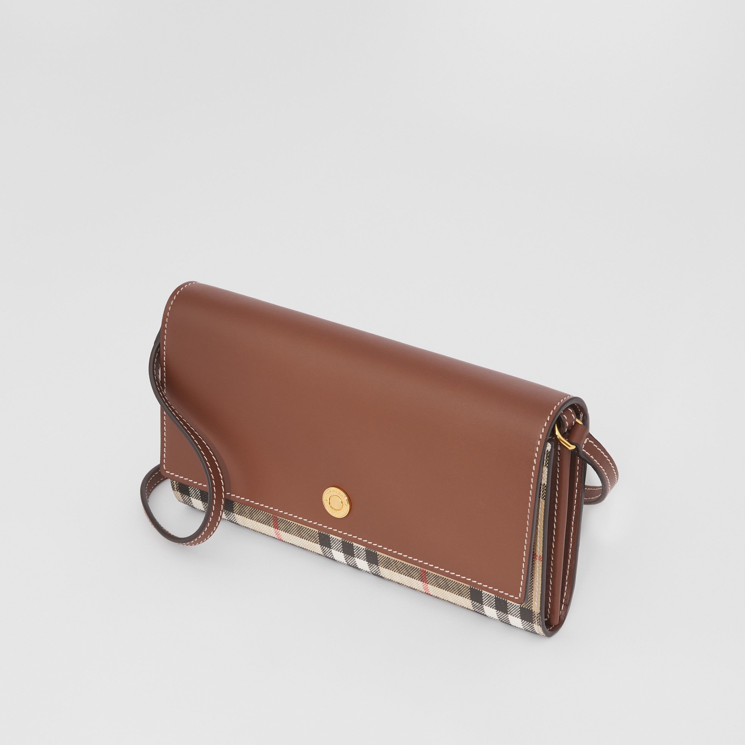 Brieftasche aus Karogewebe und Leder mit abnehmbarem Riemen (Vintage-beige/hellbraun) - Damen | Burberry® - 4