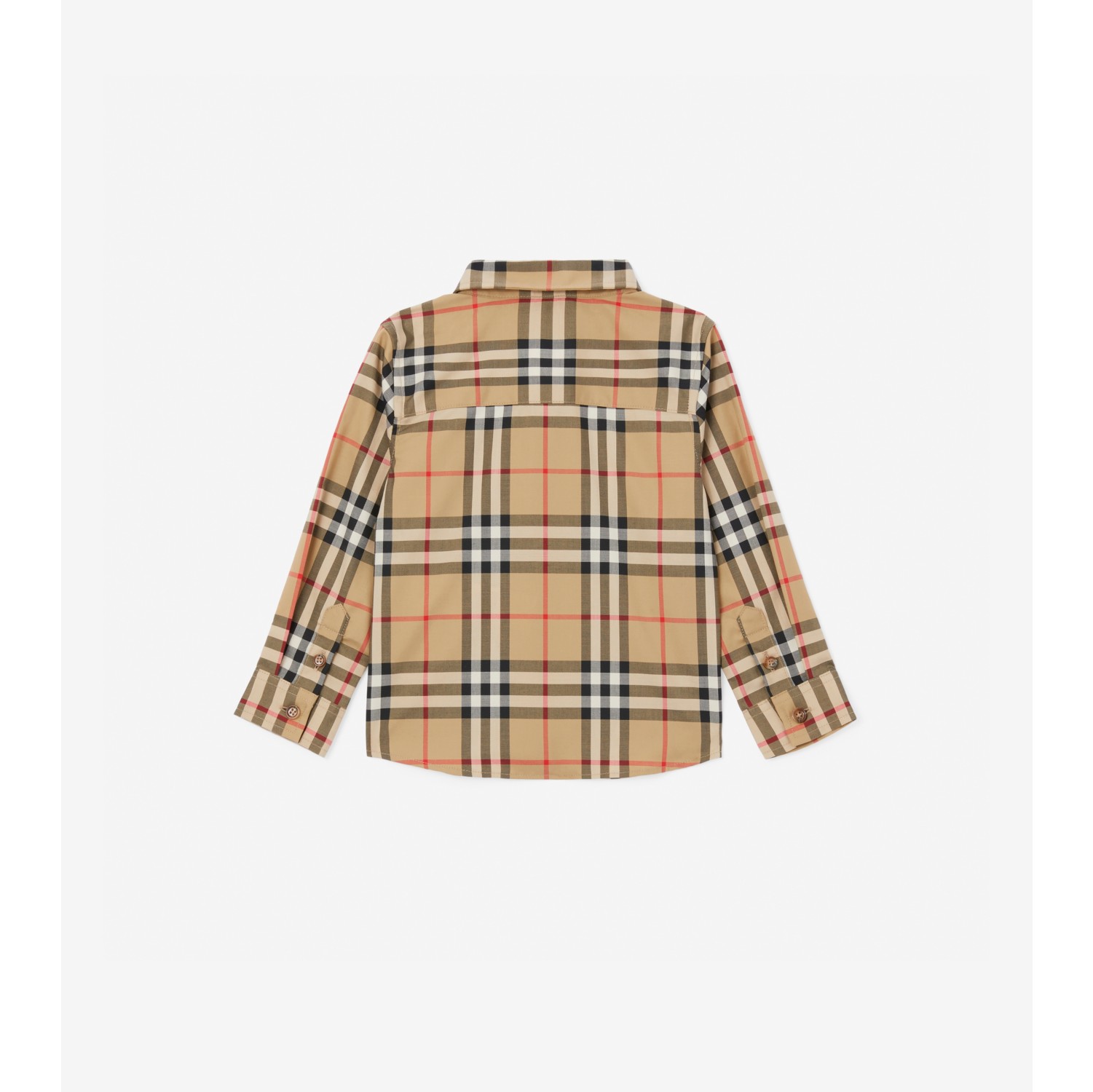 Vintage Check Stretch Cotton Shirt in Archive Beige - Children