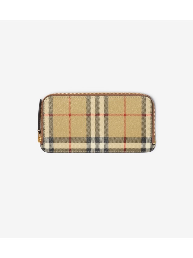 【BURBERRY】ノバチェック　PVCレザー　ホースロゴベルトデザイン　長財布 BURBERRY】ノバチェック PVCレザー ホースロゴベルトデザイン 長
