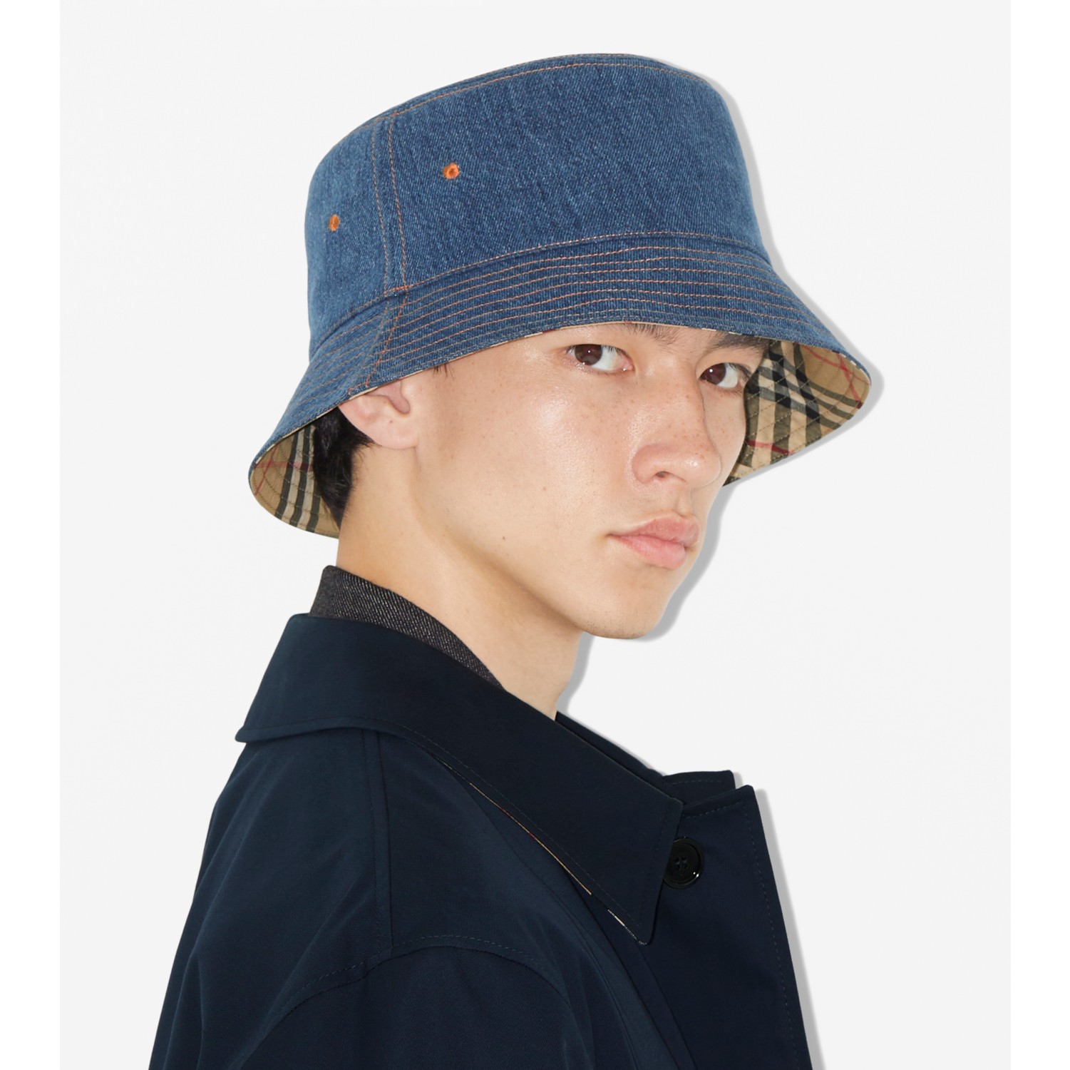 Denim Bucket Hat in Washed indigo | Burberry® Official