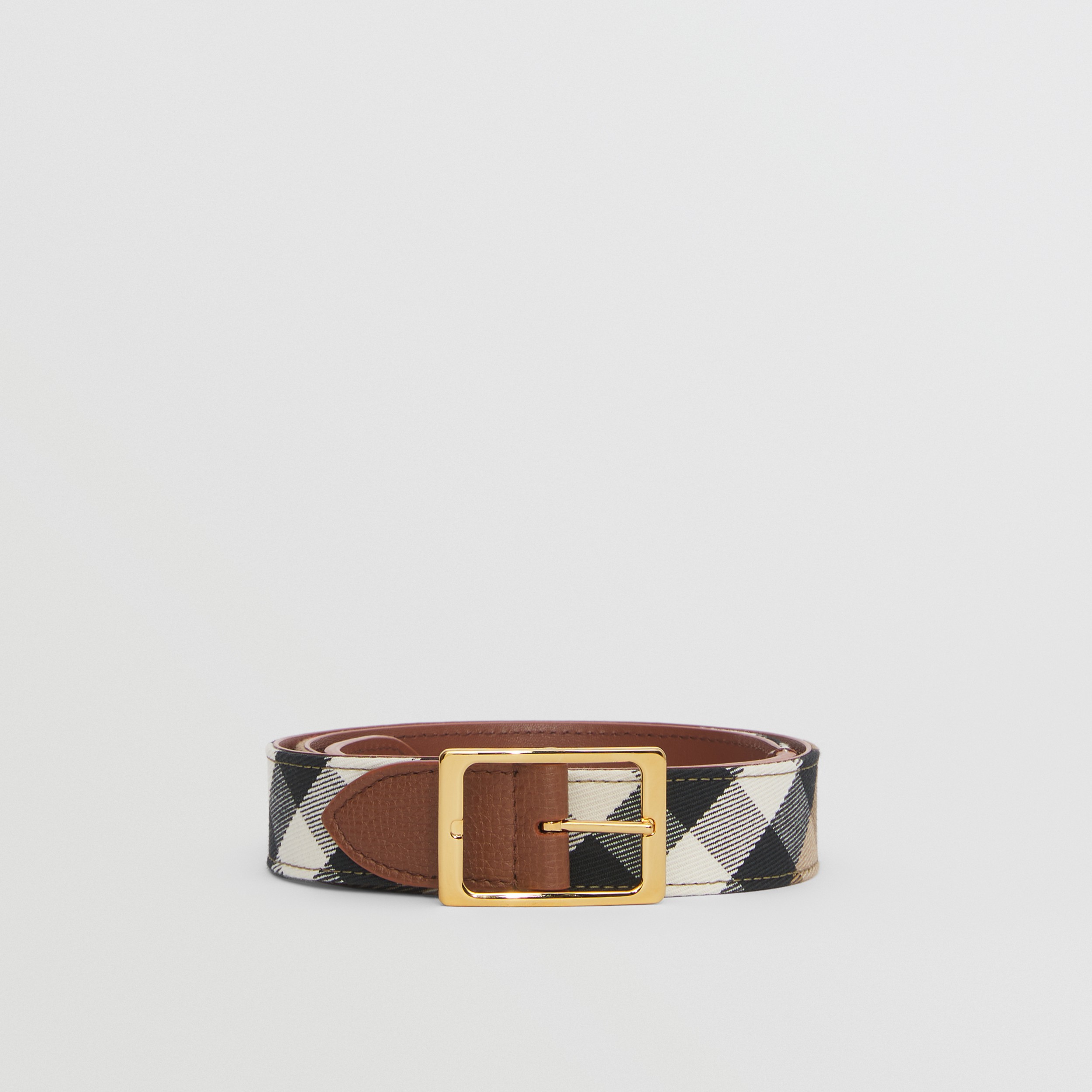 Reversible House Check Cotton and Leather Belt in Camel/tan - Women |  Burberry® Official