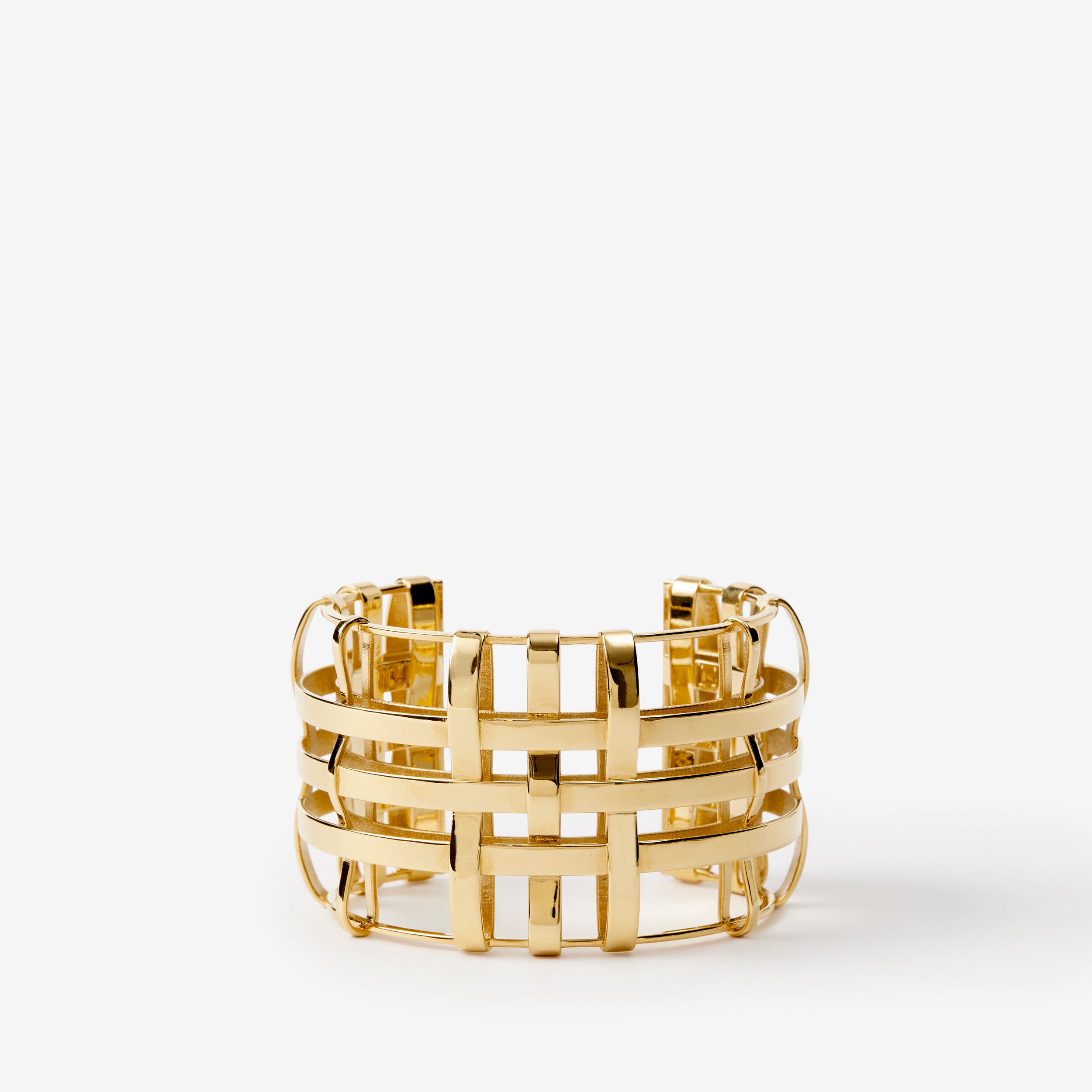 Check Gold-plated Cuff in Light - Women | Burberry® Official - 1