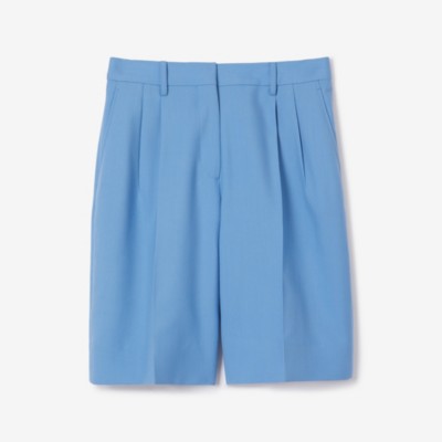 Burberry Wool Tailored Shorts In Cool Cornflower Blue
