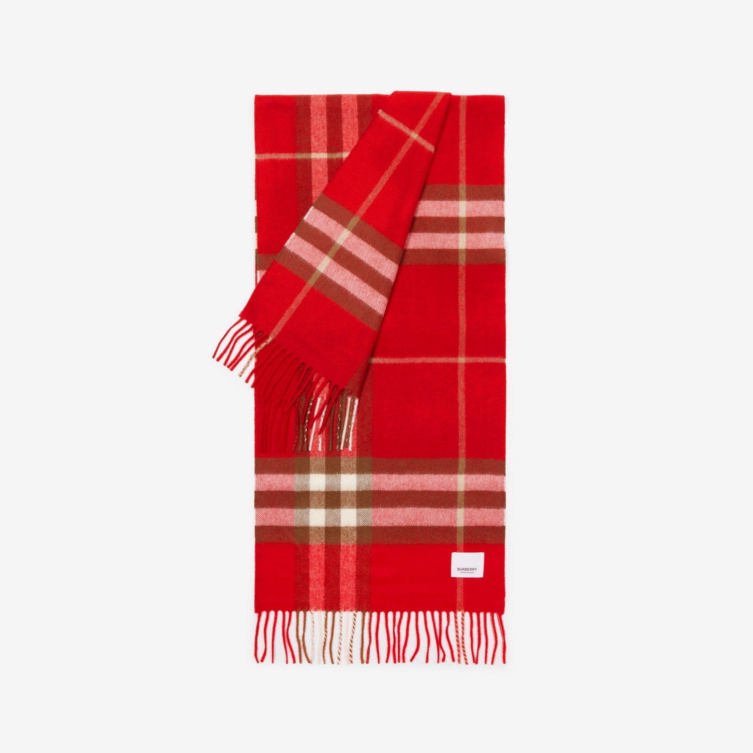 Burberry 格纹羊绒围巾 (红色) | Burberry® 博柏利官网