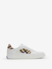 Leather and Check Terrace Sneakers​ in colour White