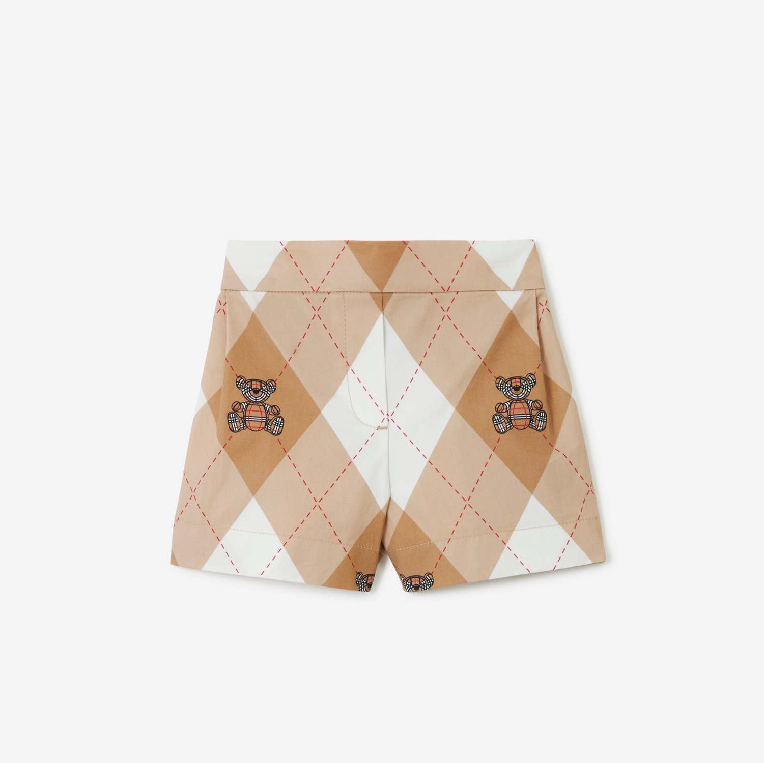 Thomas Bear Argyle Print Cotton Shorts in Soft Fawn - Children | Burberry® Official