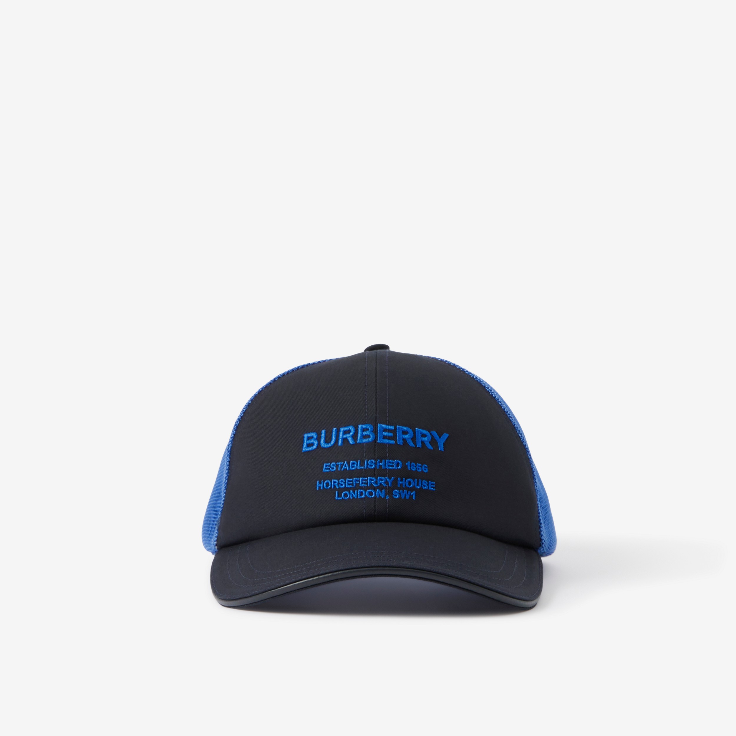 Horseferry Motif Cotton and Mesh Baseball Cap in Navy | Burberry® Official - 1