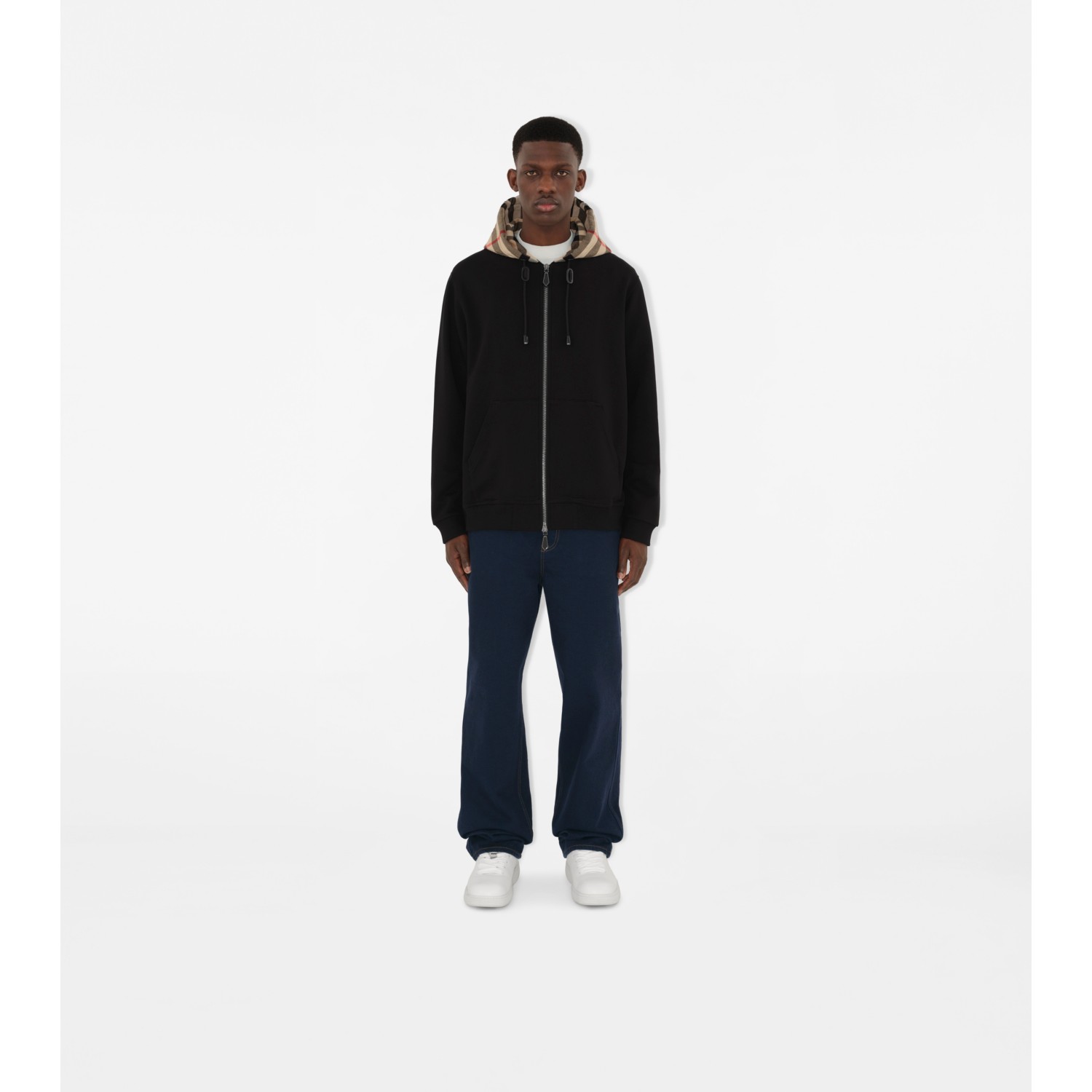Check Hood Cotton Zip Hoodie - thumbnail 2