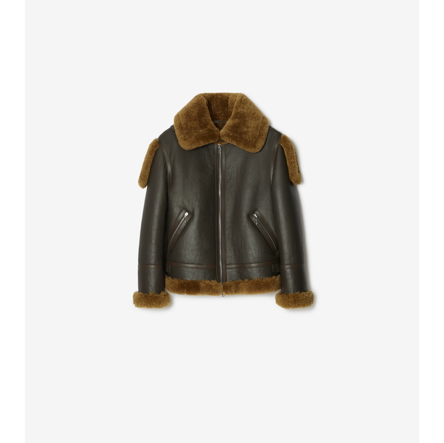 Shearling Aviator Jacket in Otter - Women | Burberry® Official